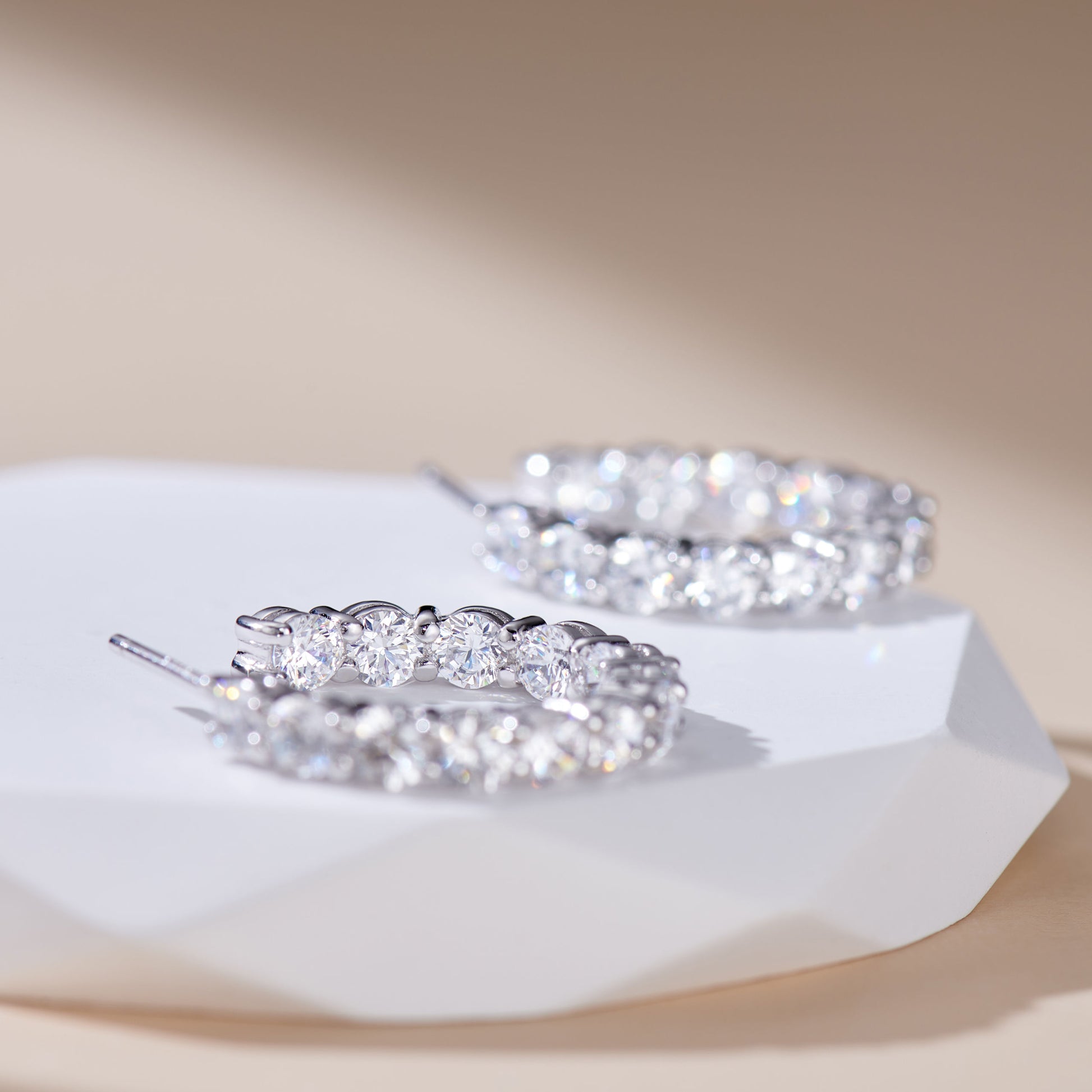 Stylish Zirconia Hoop Earrings| Silver Earrings