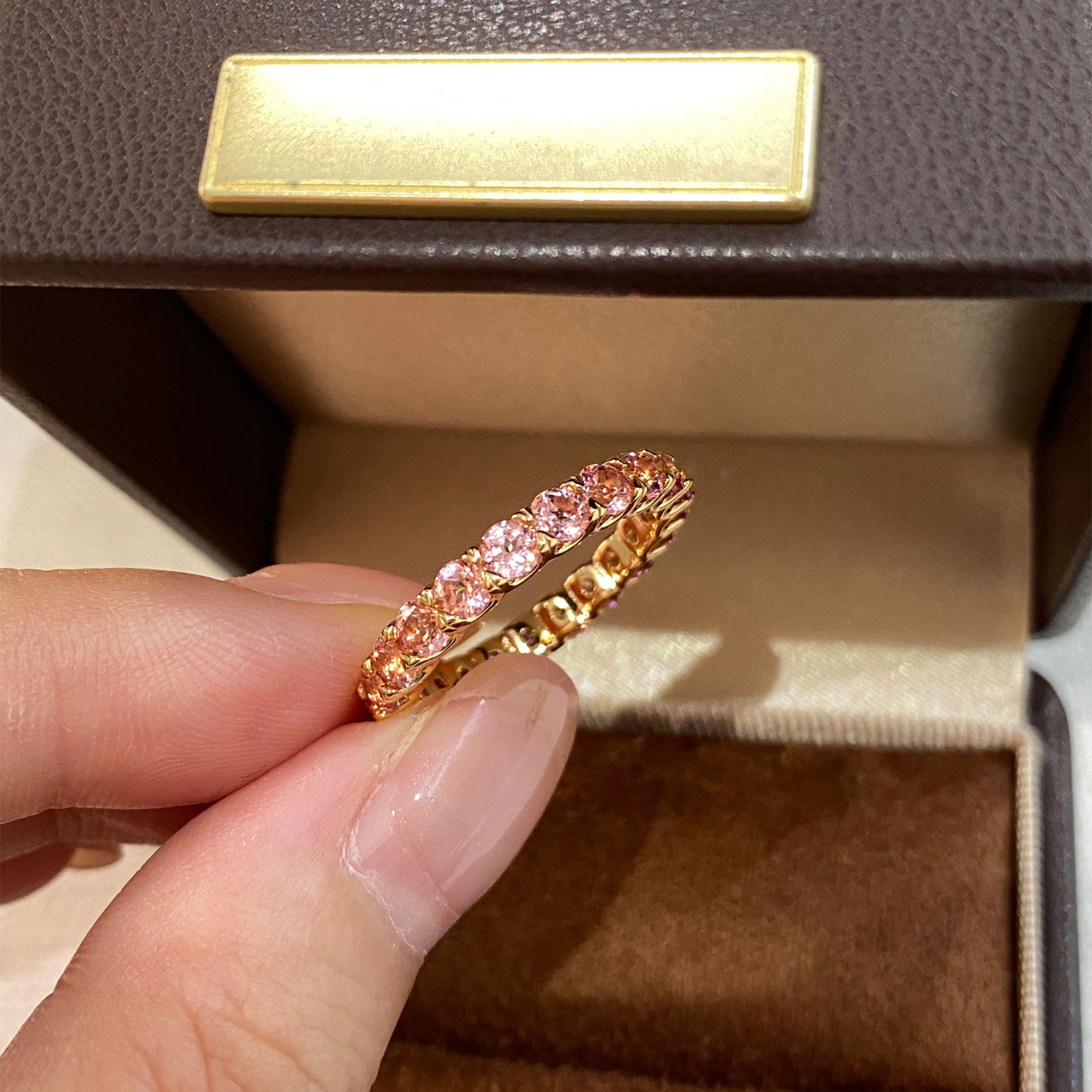 Lab-Grown Padparadscha Band Ring | Silver Ring