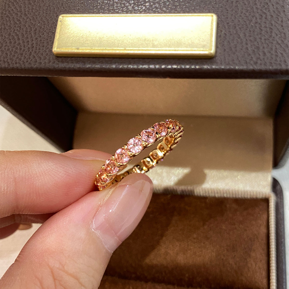 Lab-Grown Padparadscha Band Ring | Silver Ring