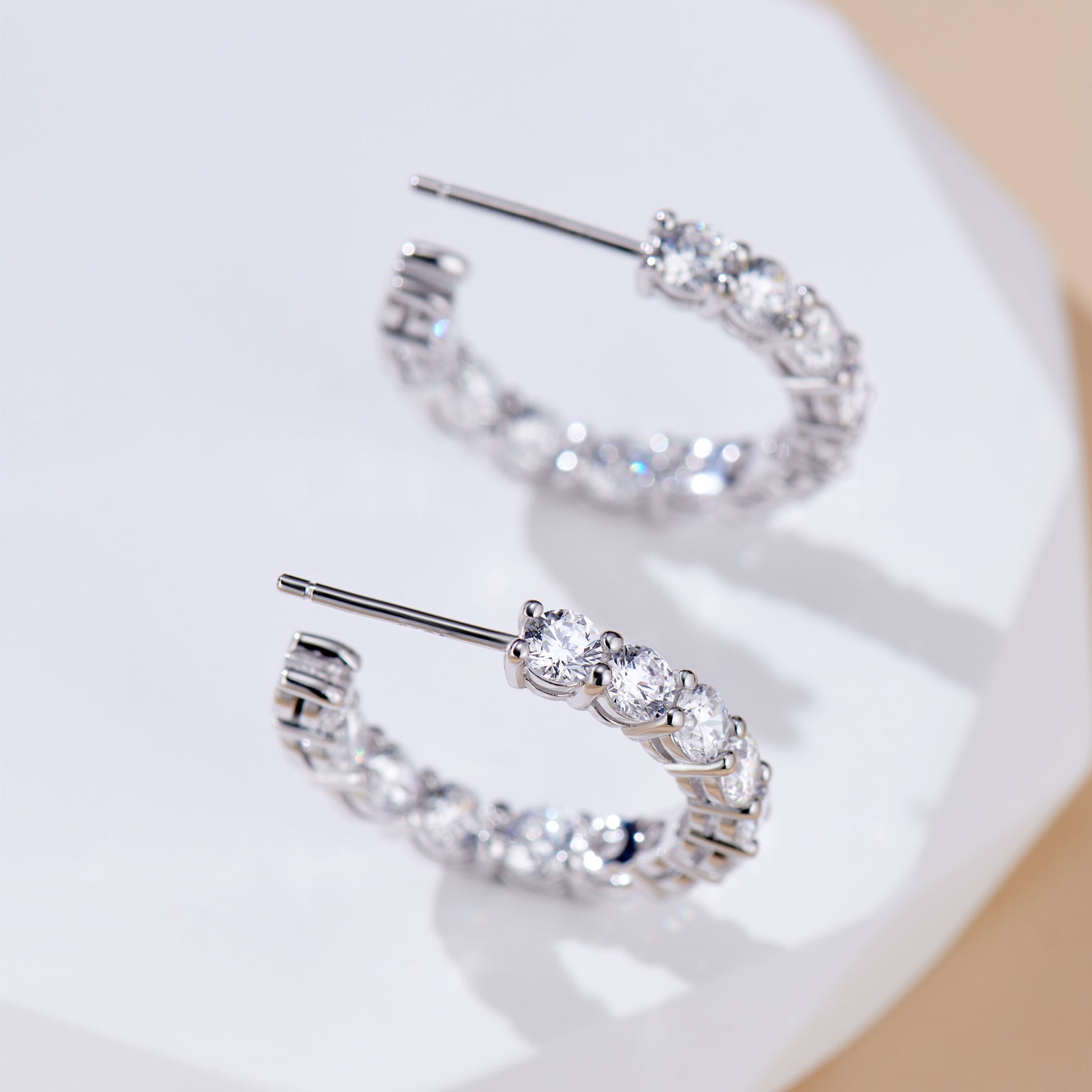 Stylish Zirconia Hoop Earrings| Silver Earrings