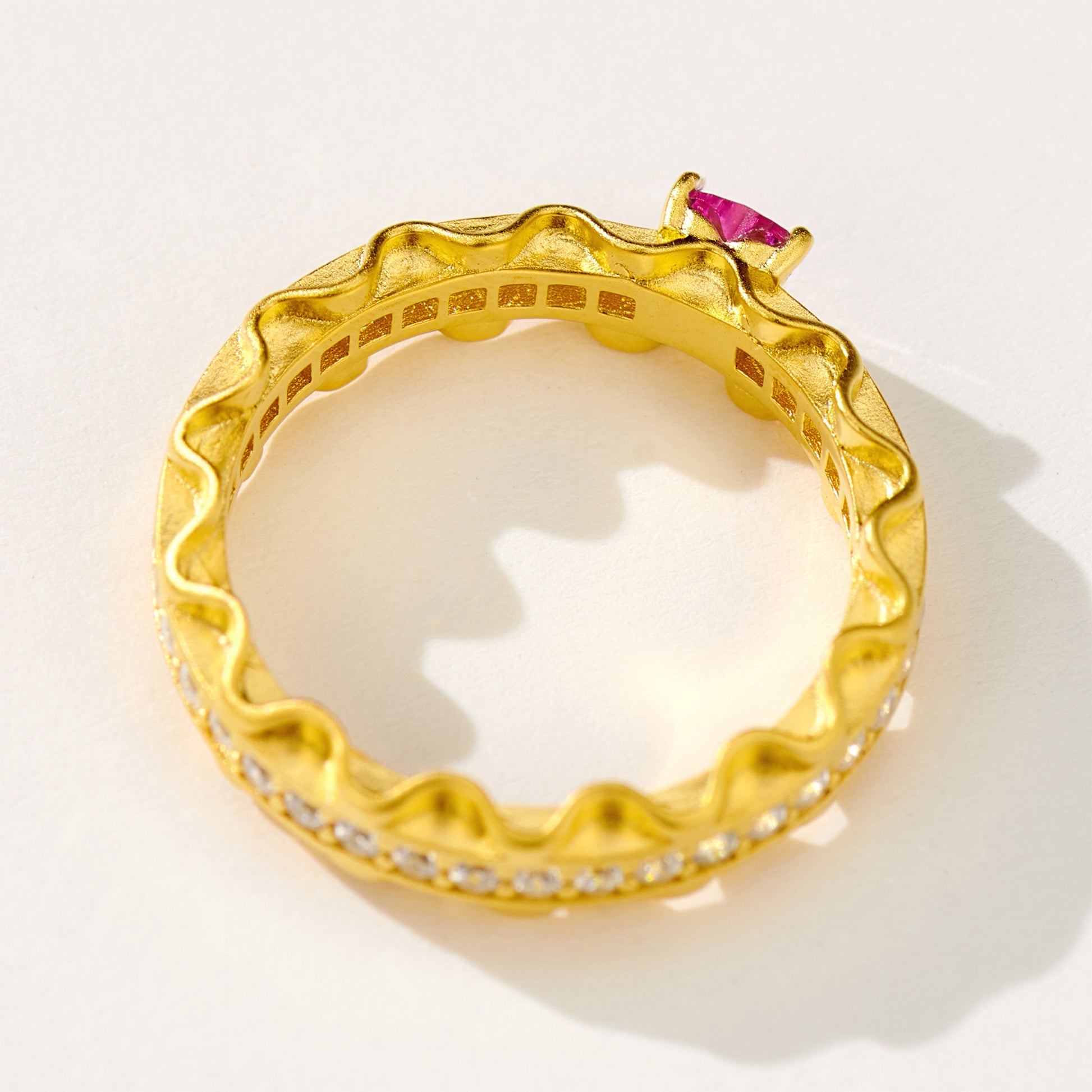 Sweetheart  Pink Heart Zircon Ring | Silver Ring