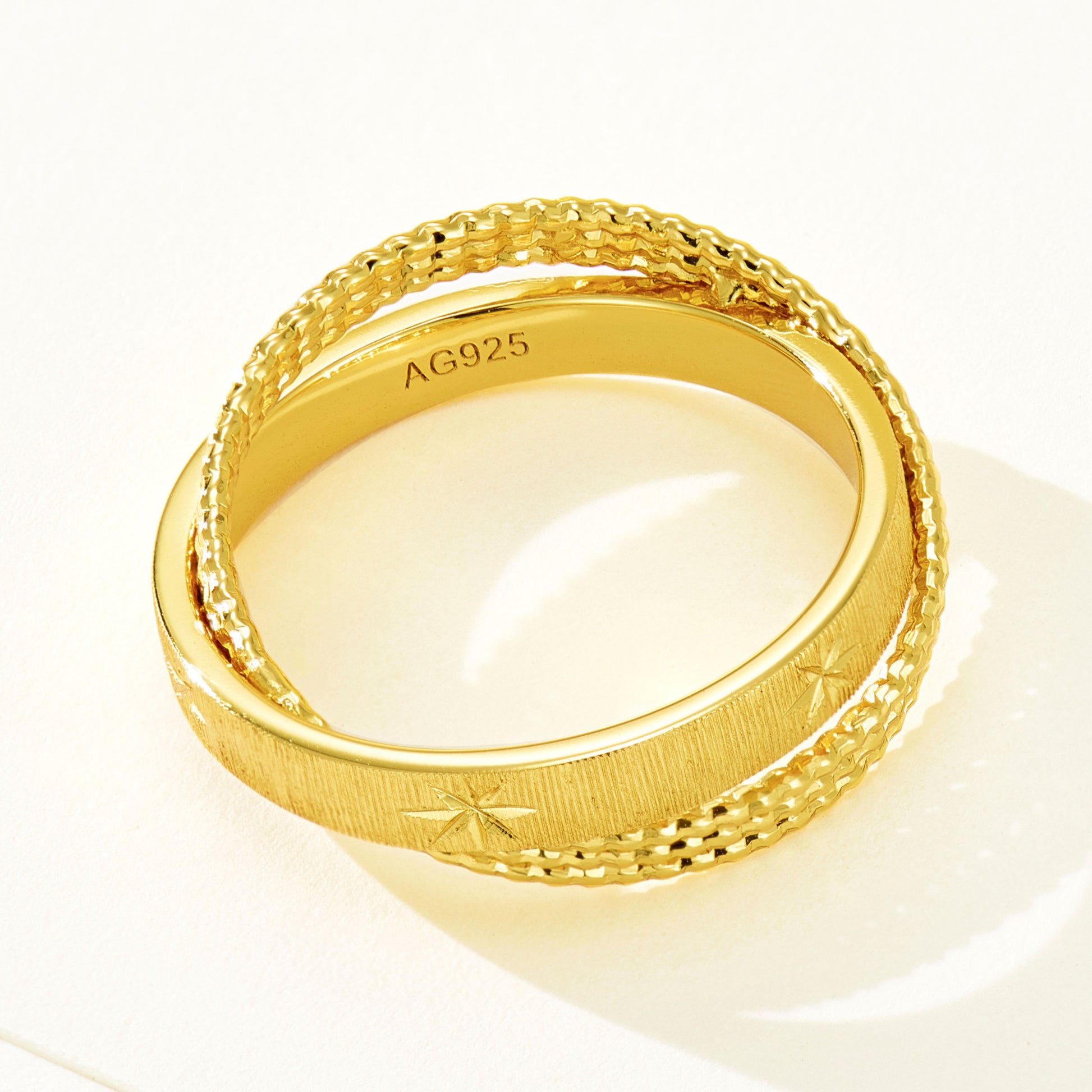 Star Engraved Layered Ring | Silver  Ring