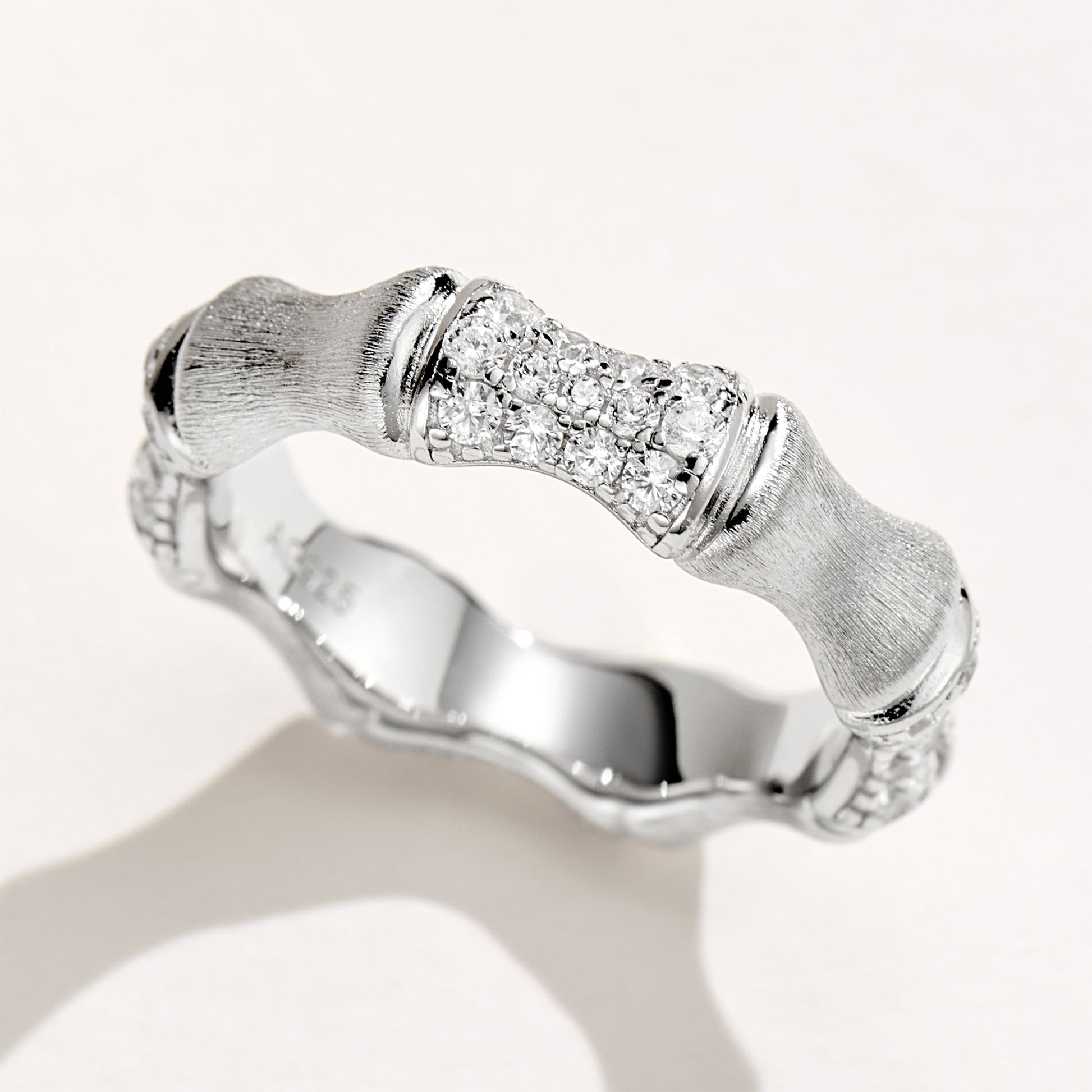 Chic Brushed Bamboo-Joint Ring | Silver  Ring
