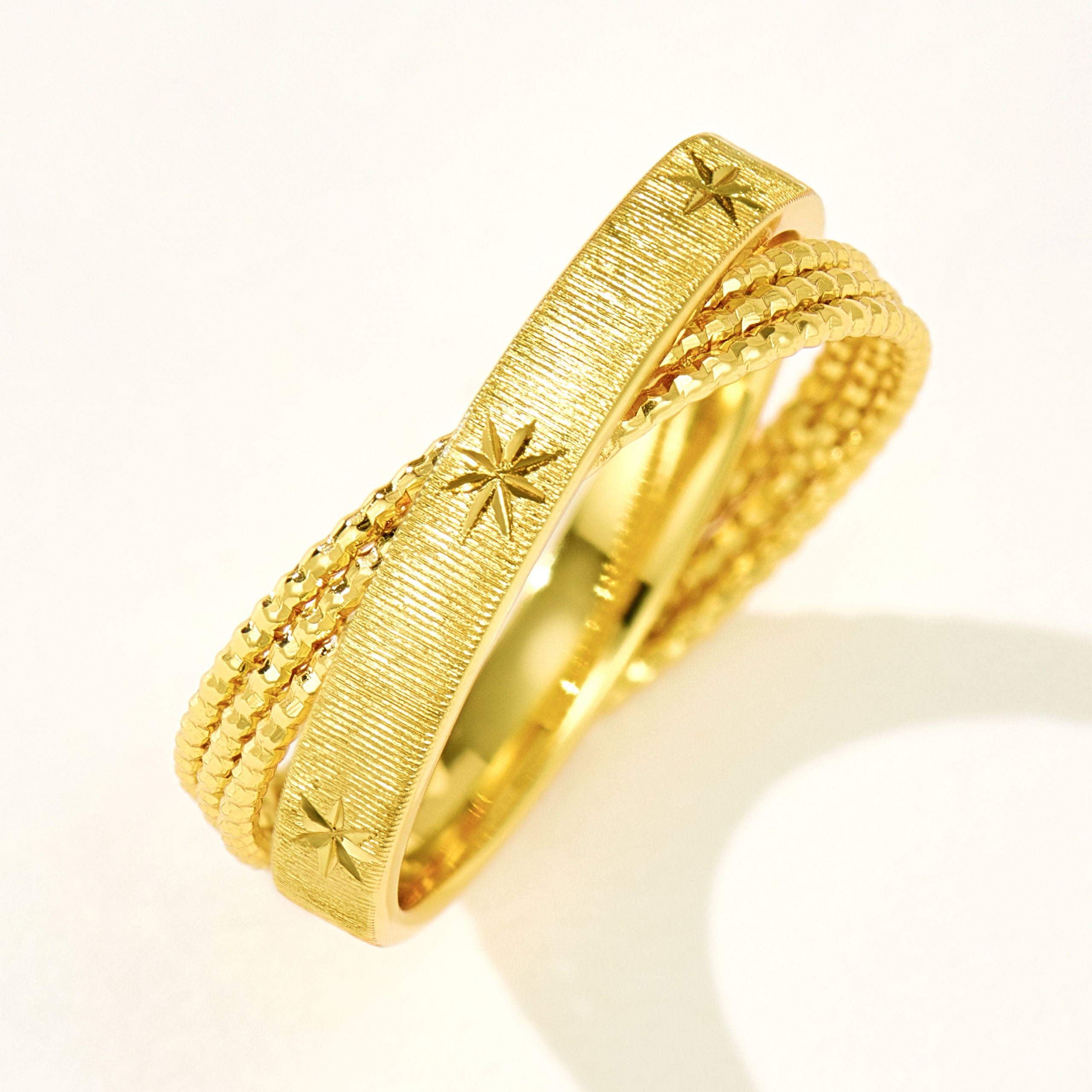 Star Engraved Layered Ring | Silver  Ring