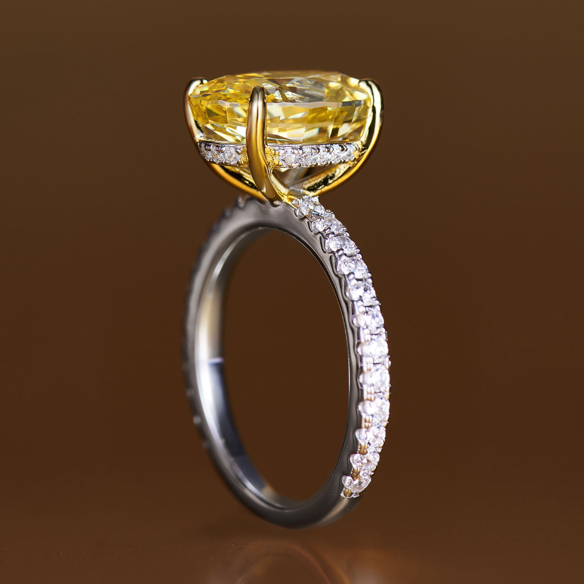 Oval-Cut Yellow Gemstone Ring | Silver Ring