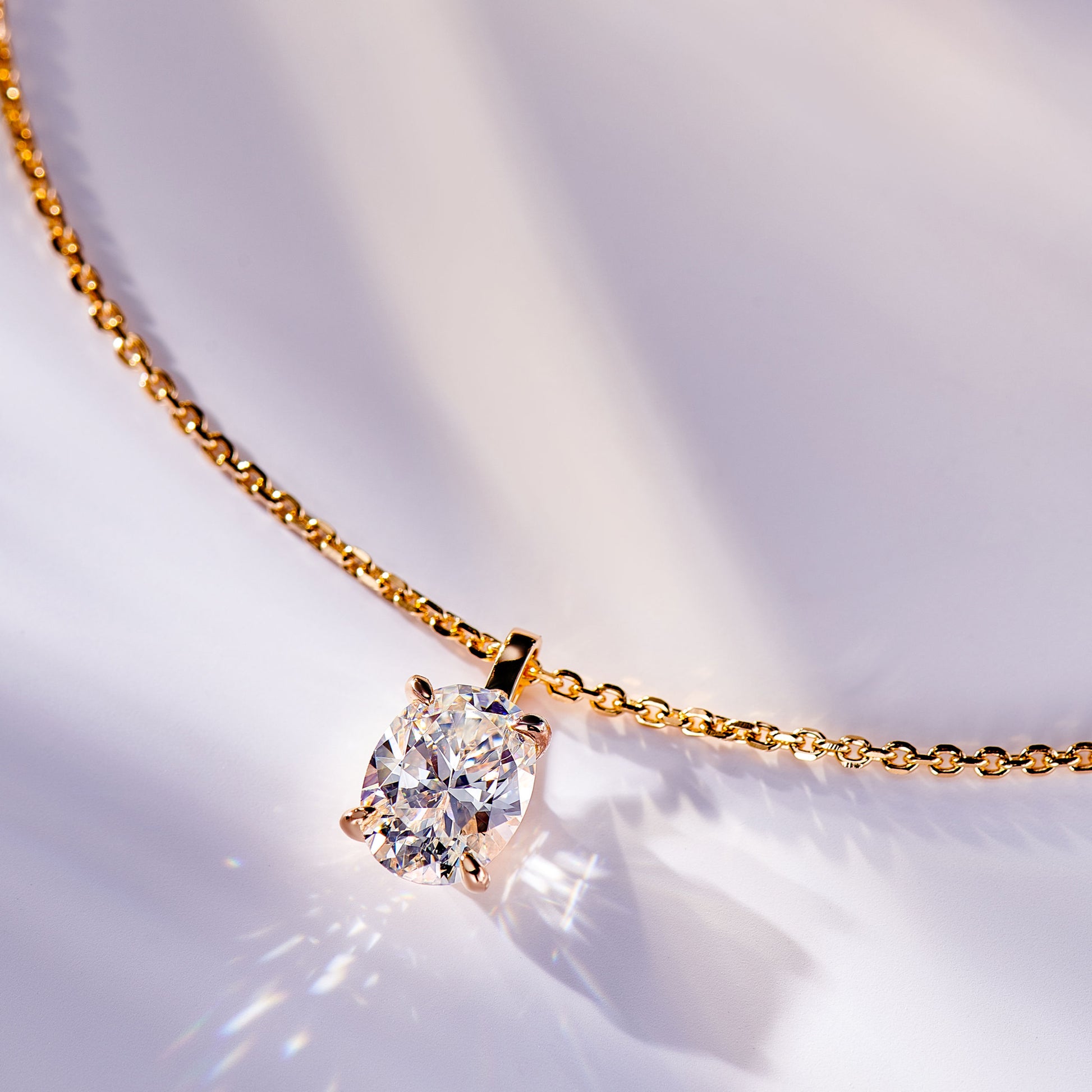 Oval-Cut Zirconia Clavicle Chain  | Silver Necklace