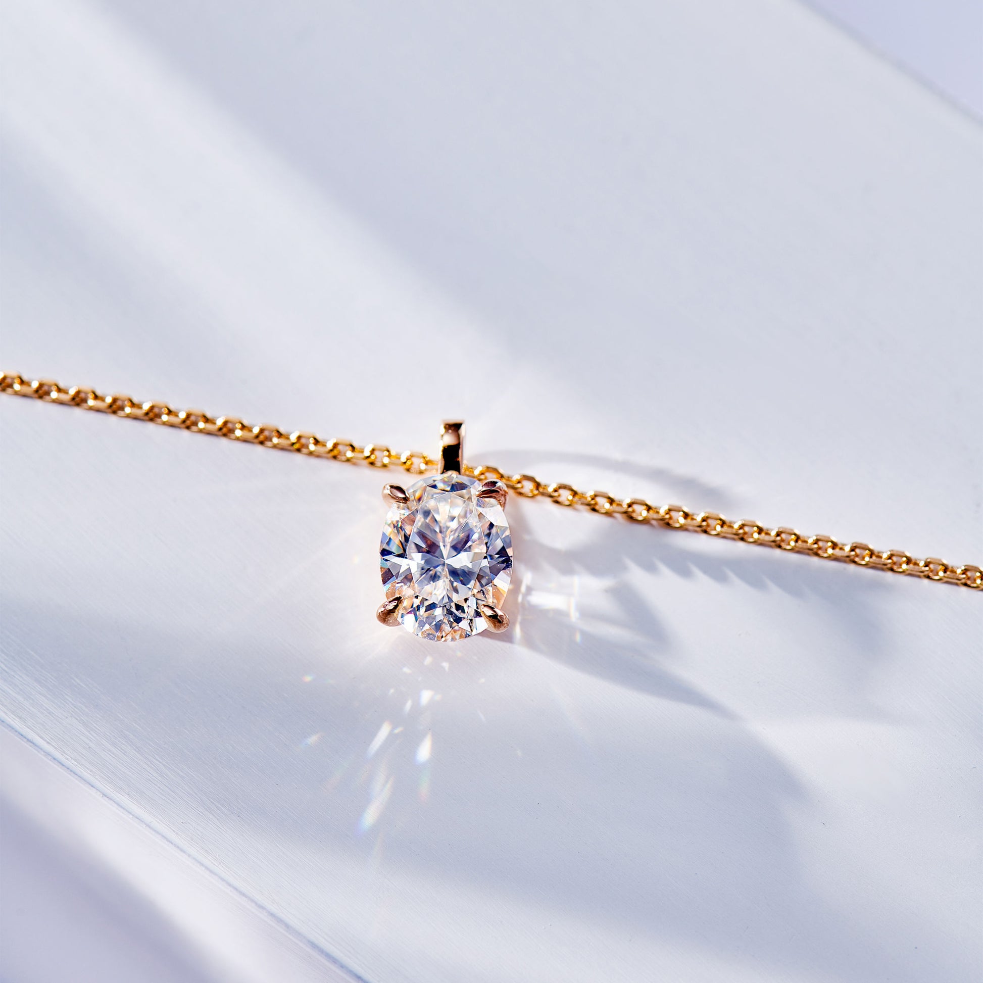Oval-Cut Zirconia Clavicle Chain  | Silver Necklace