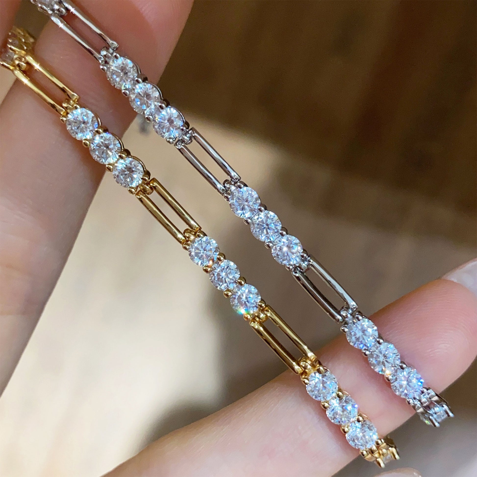 Hollow Three Stone Clasp Bracelet｜Silver Bracelet