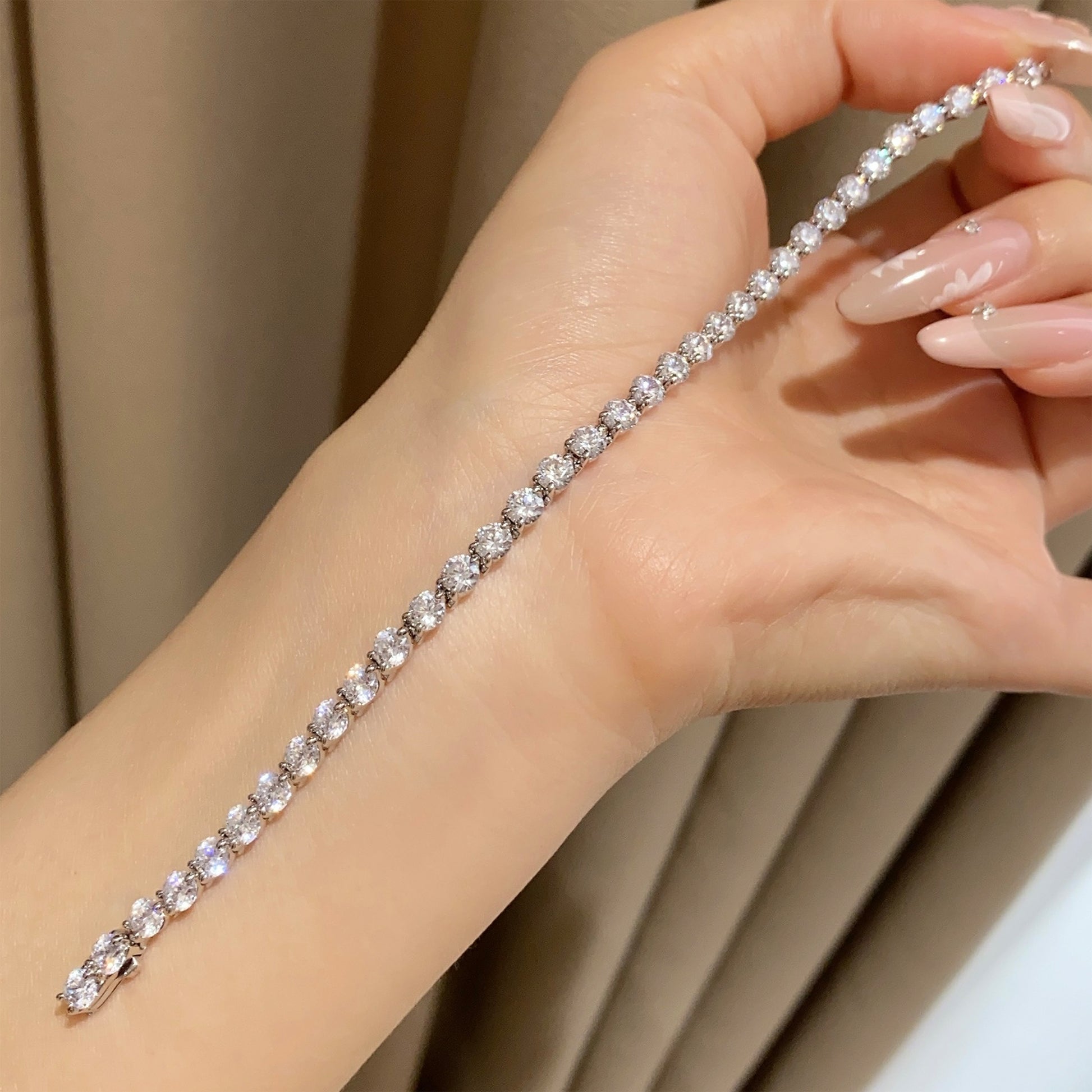 Three-prong Gemstone Bracelet｜Silver Bracelet