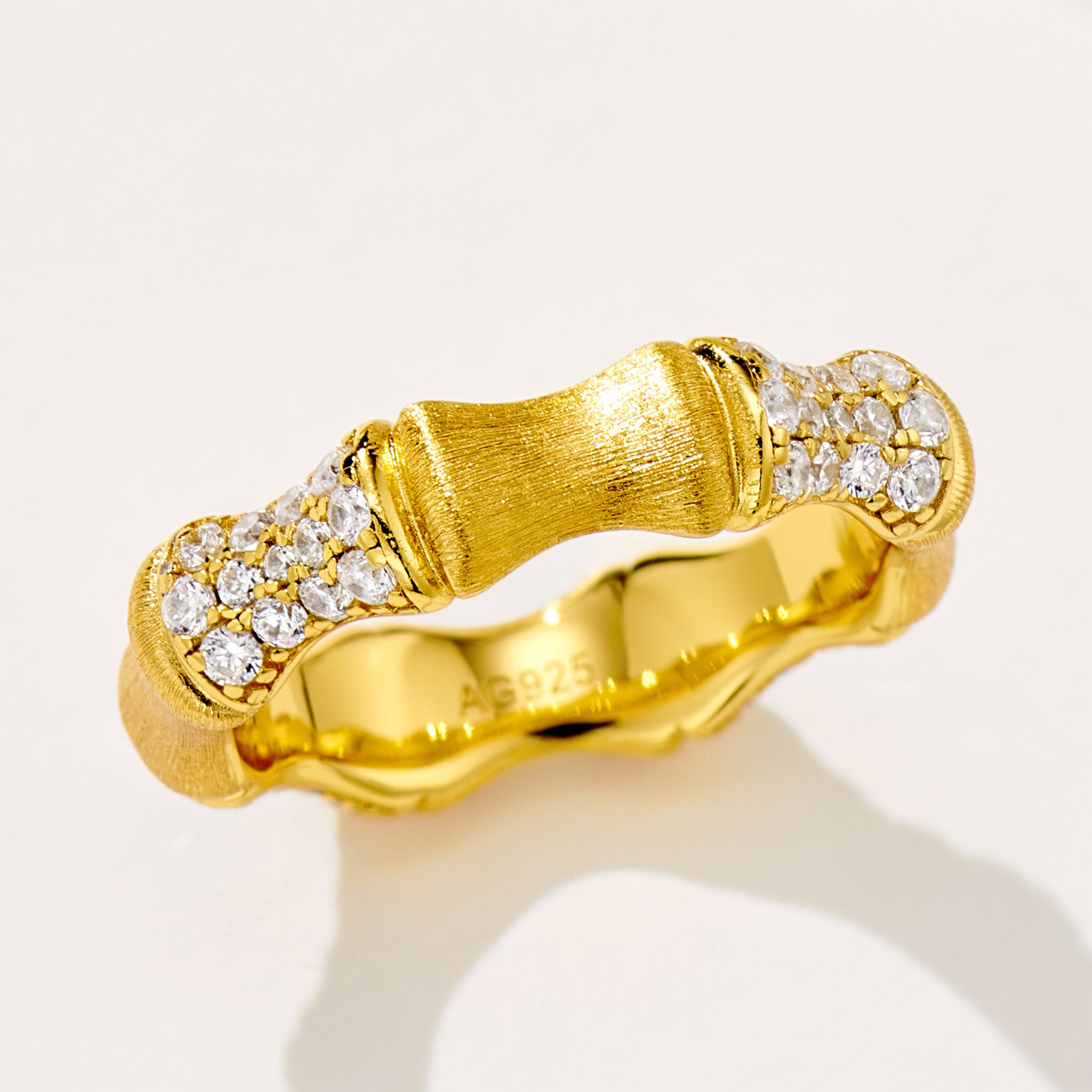 Chic Brushed Bamboo-Joint Ring | Silver  Ring
