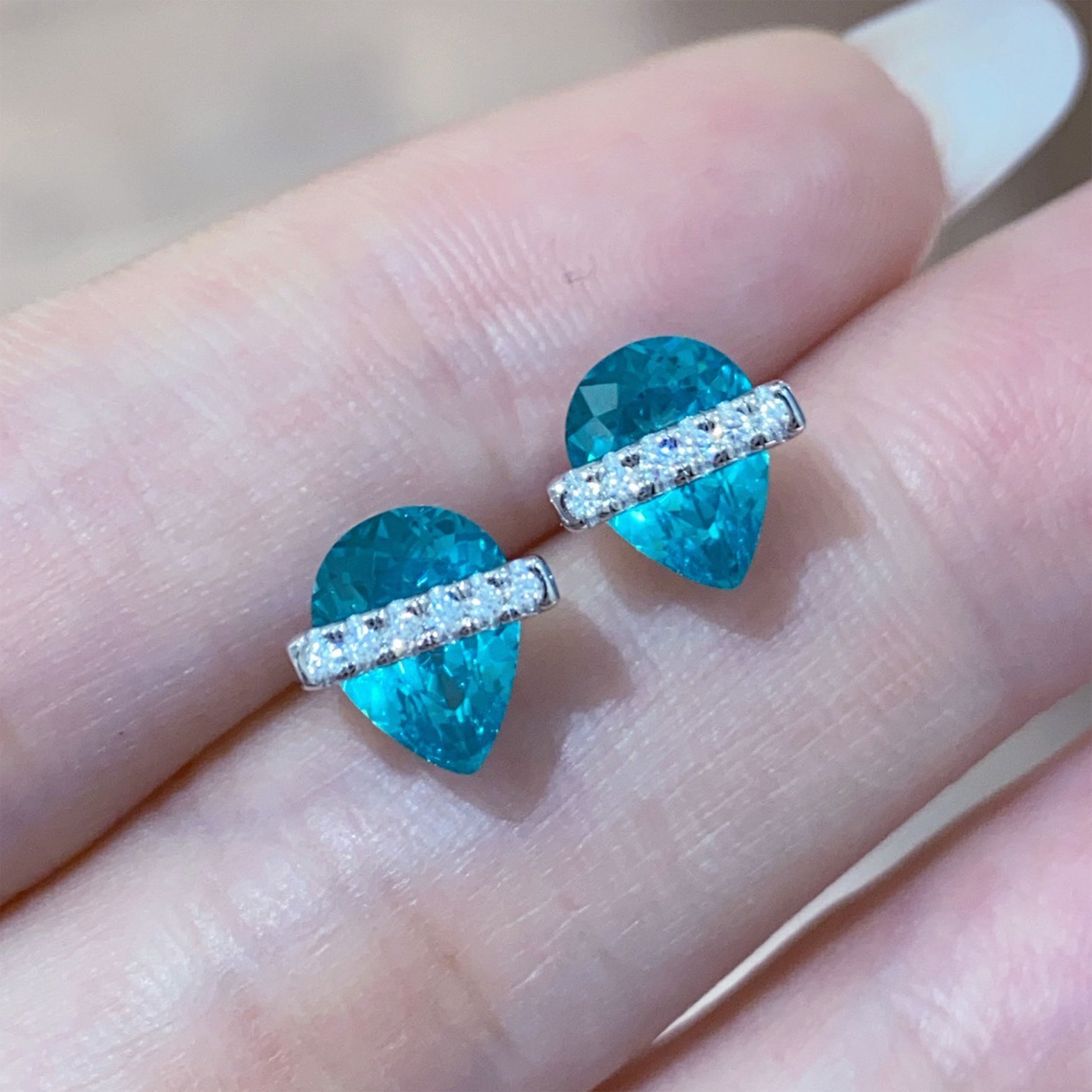 Water Droplet Paraiba Earrings| Silver Earrings