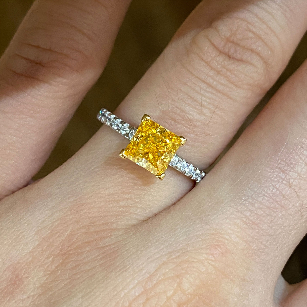 Princess Cut Yellow Gemstone Ring | Silver Ring