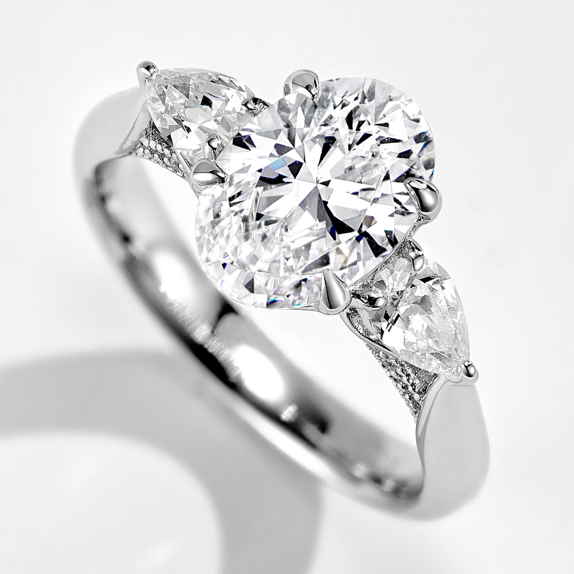 Vintage Oval Three-stone Gemstone Ring | Silver  Ring