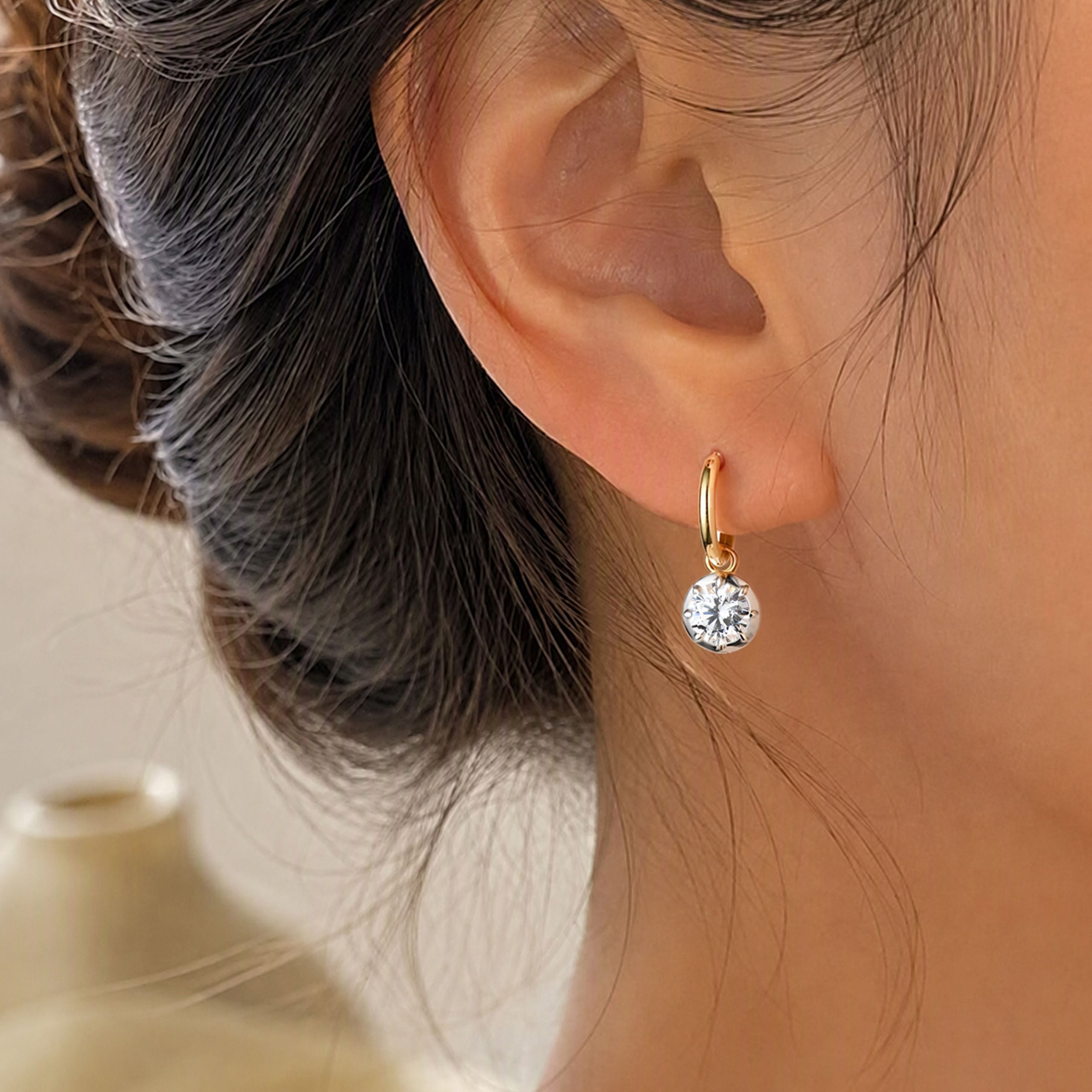 Hailey Round Huggie Earrings｜Silver Earrings