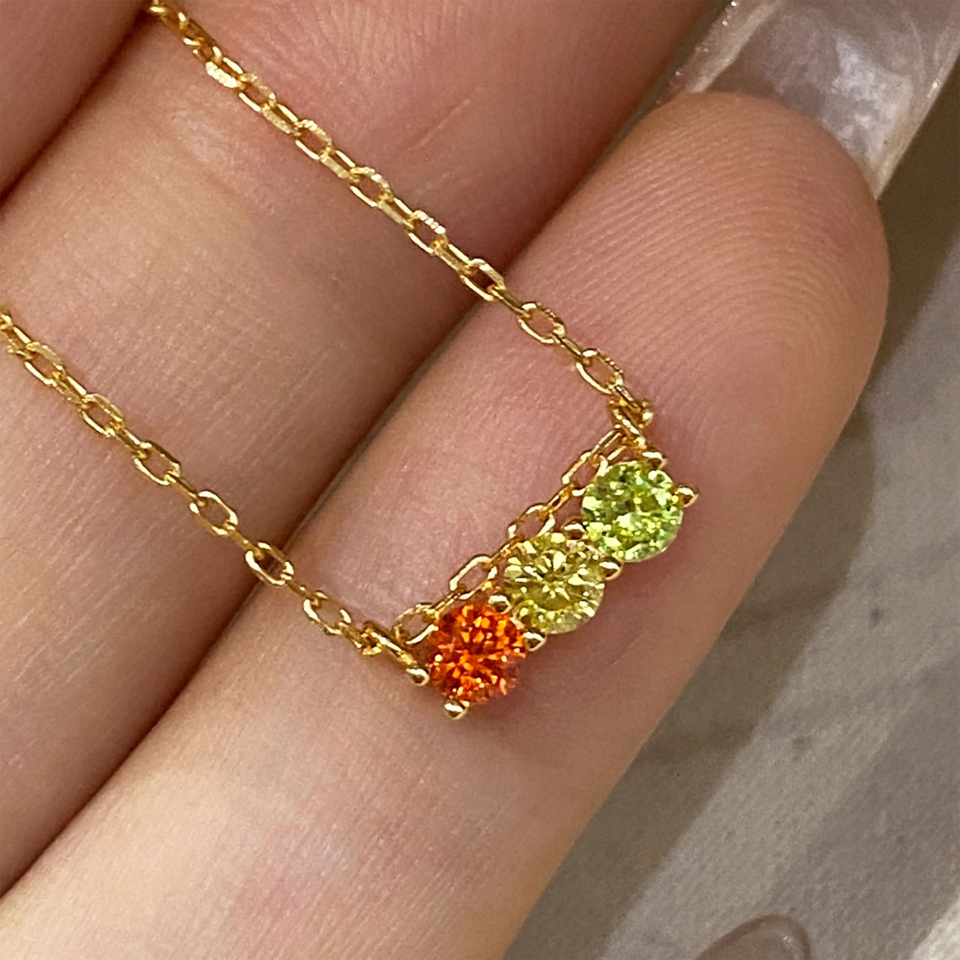 Color Gemstone Balance Beam Necklace｜Silver Necklace