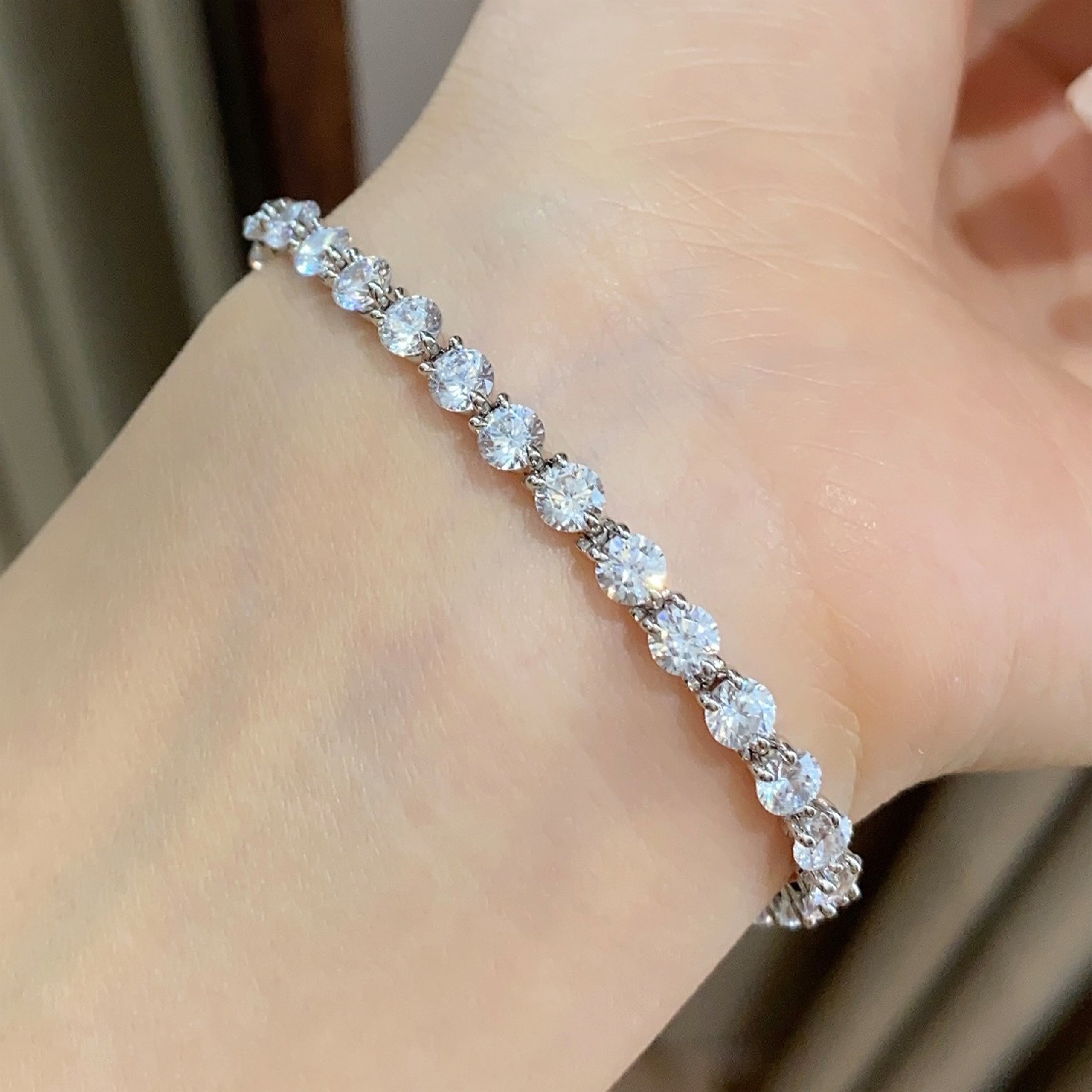 Three-prong Gemstone Bracelet｜Silver Bracelet
