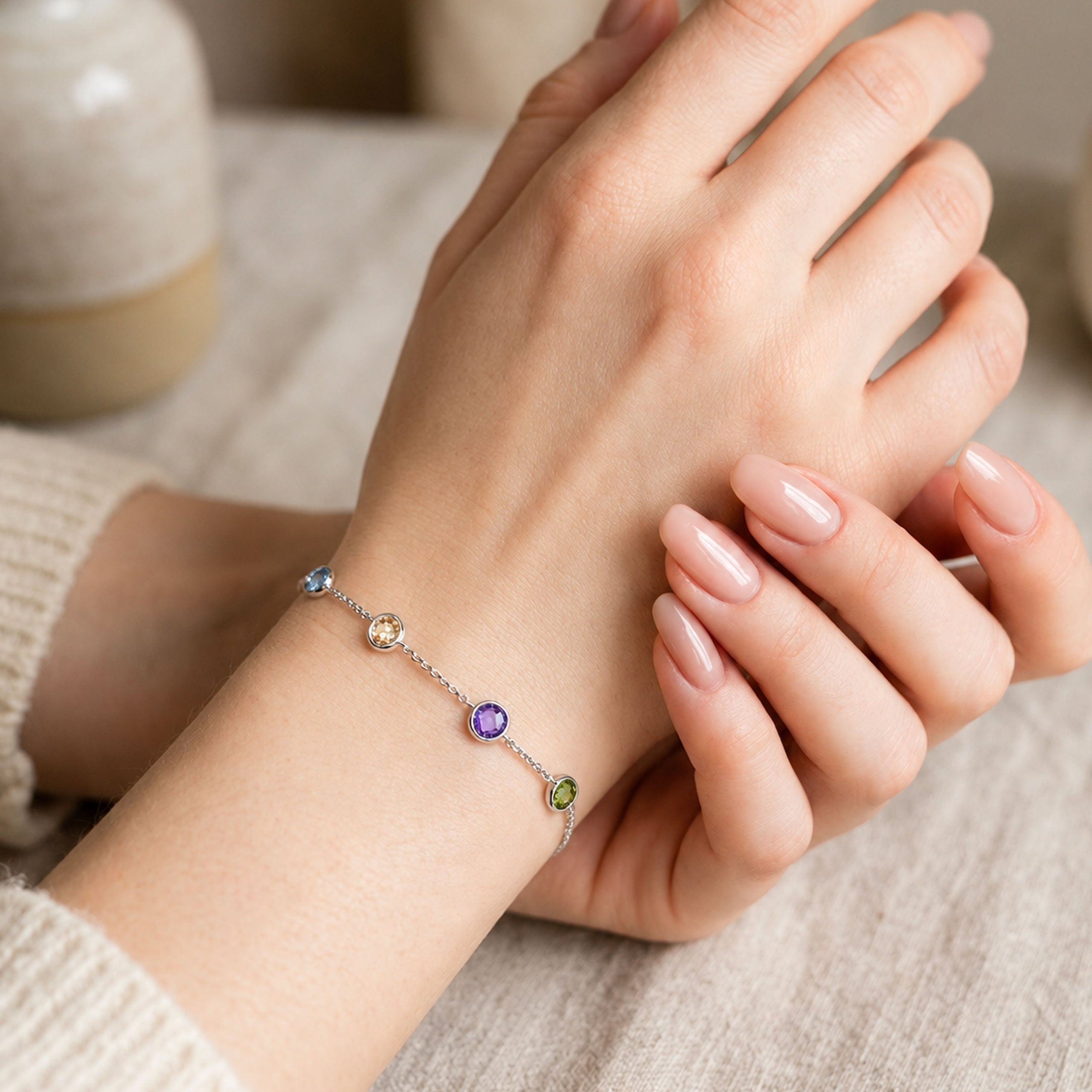 Multicolor Station Bracelet | Silver Bracelet