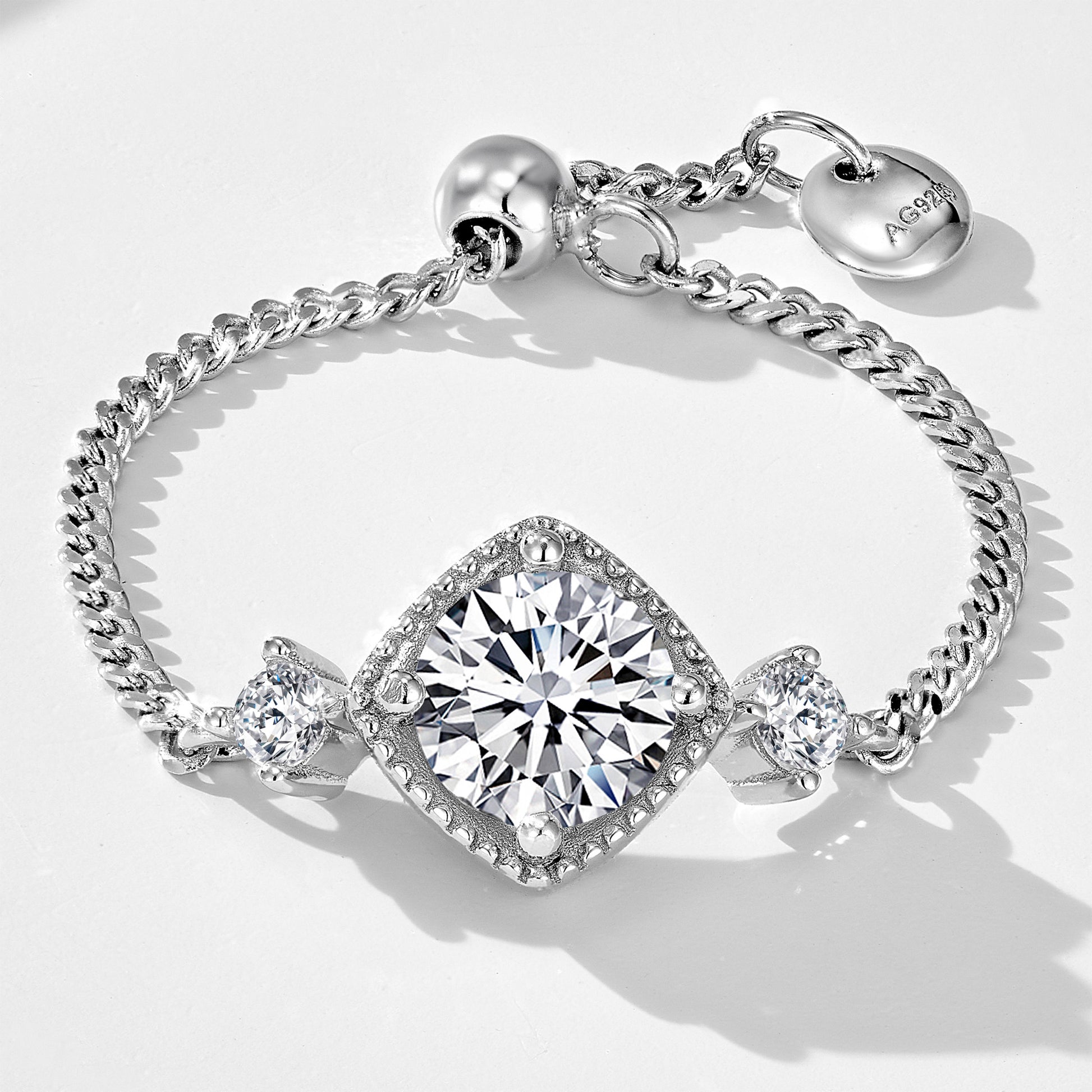Chic Moissanite Chain Pull Ring | Silver  Ring