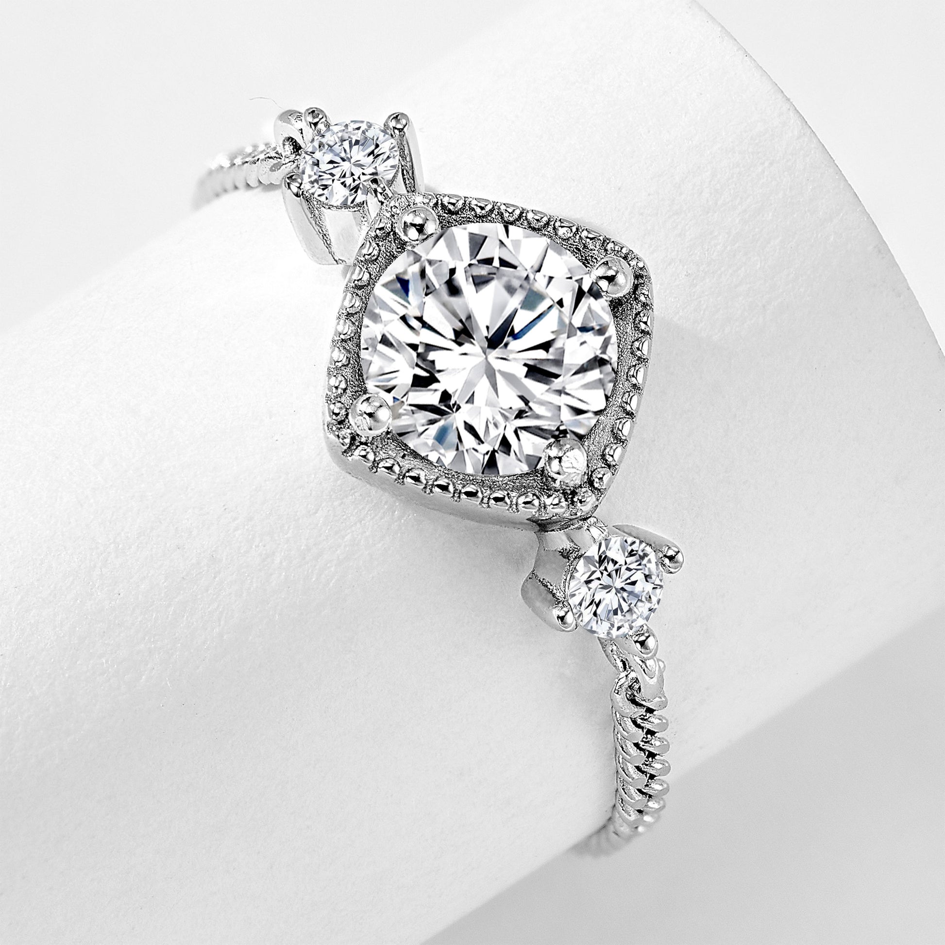 Chic Moissanite Chain Pull Ring | Silver  Ring