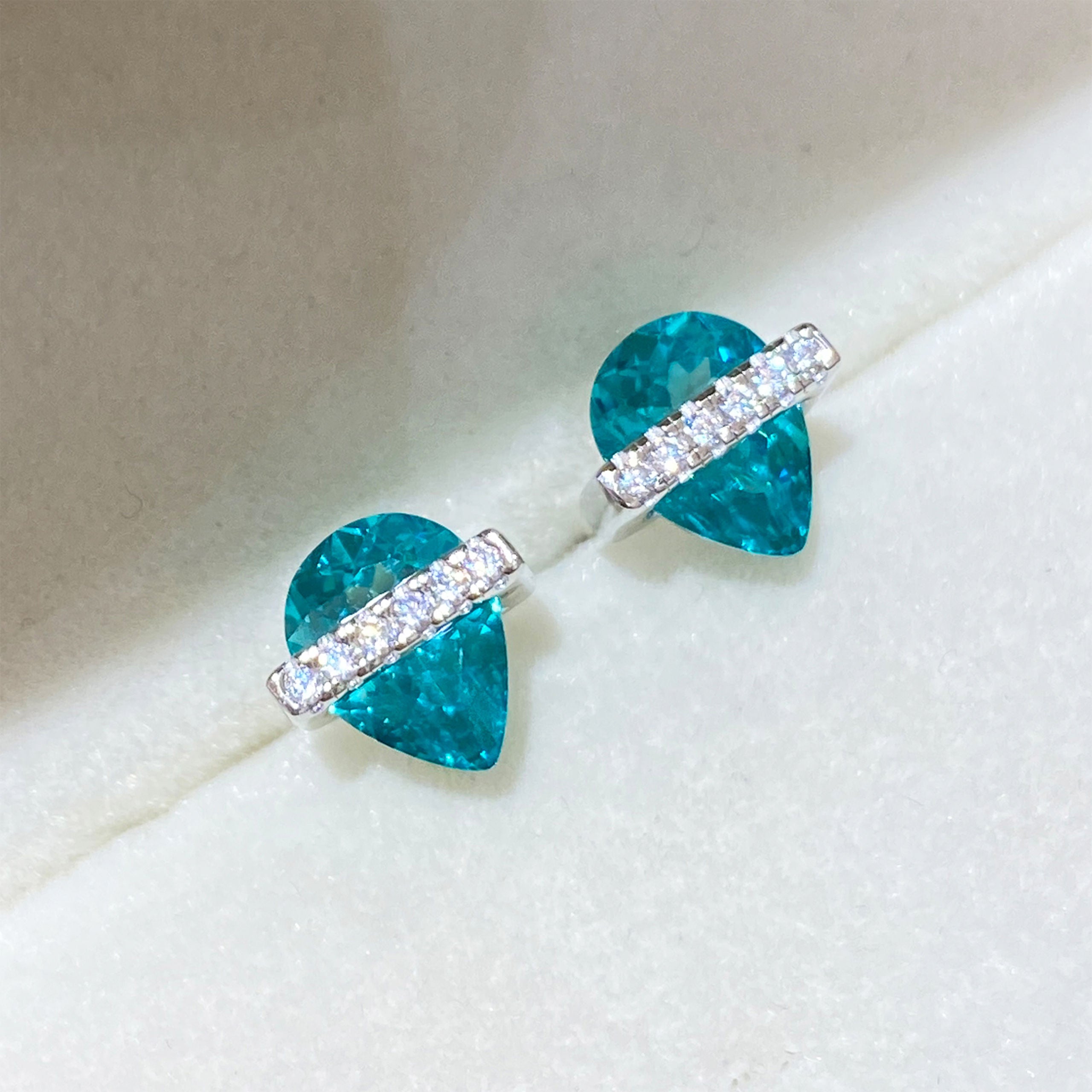 Water Droplet Paraiba Earrings| Silver Earrings