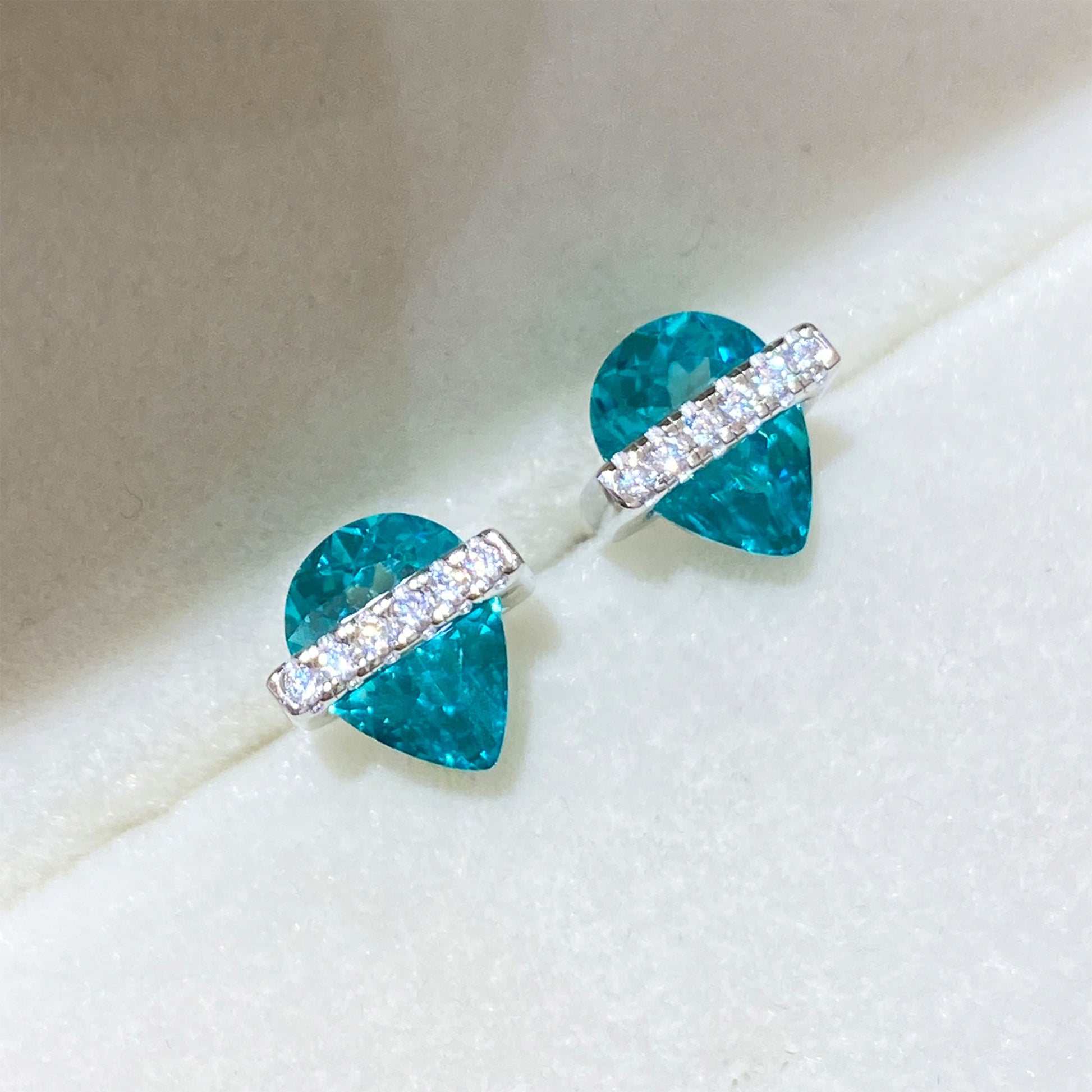 Water Droplet Paraiba Earrings| Silver Earrings