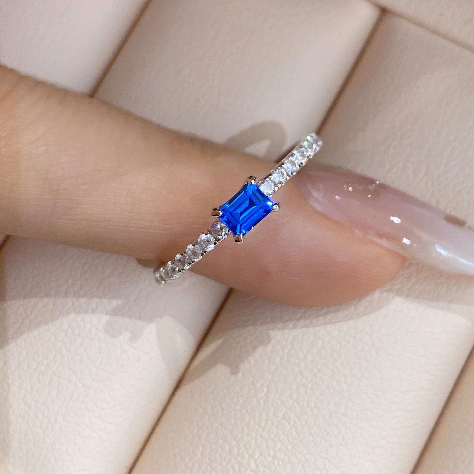 Blue Gemstone Band Ring | Silver Ring