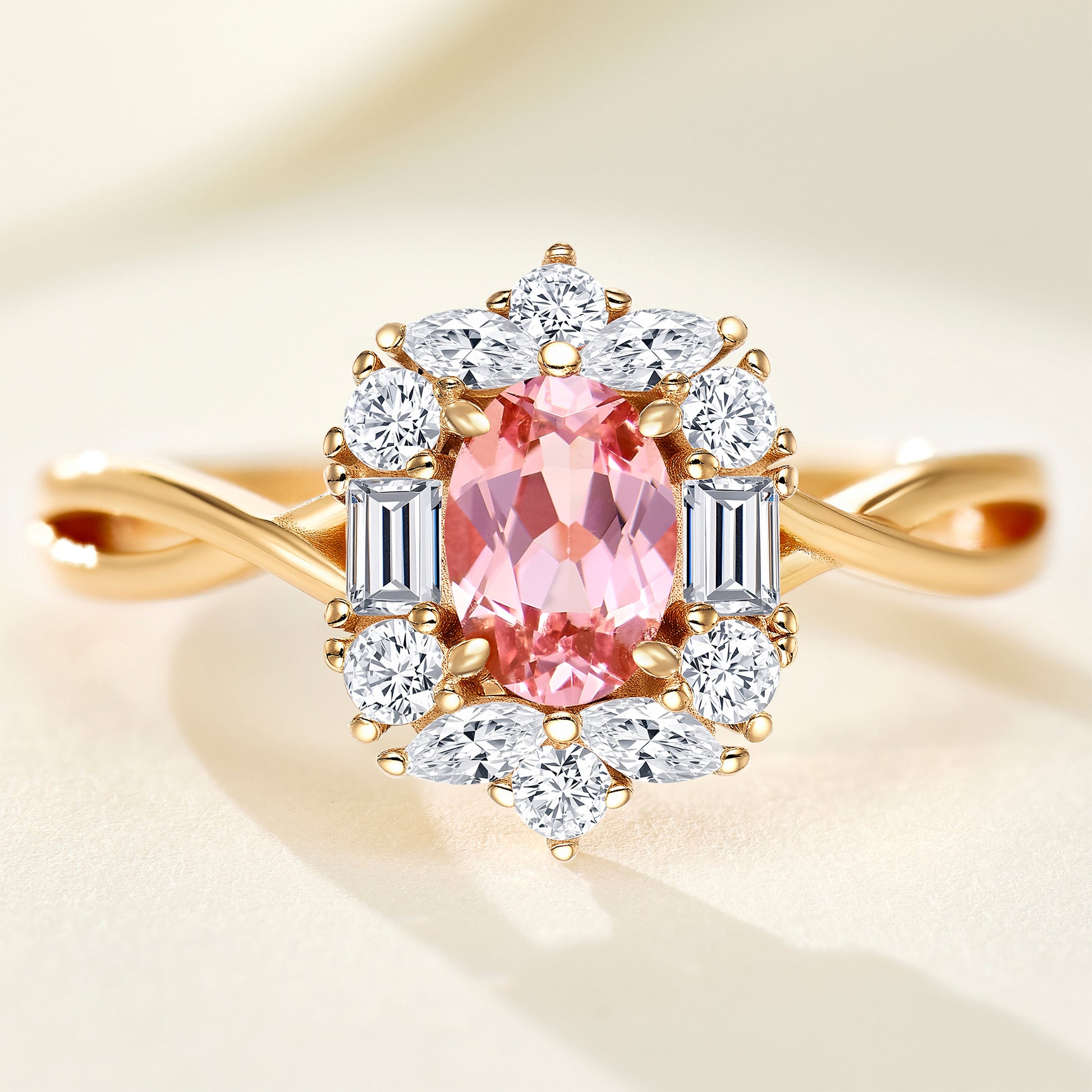 Pink Gem Oval Ring | Silver  Ring