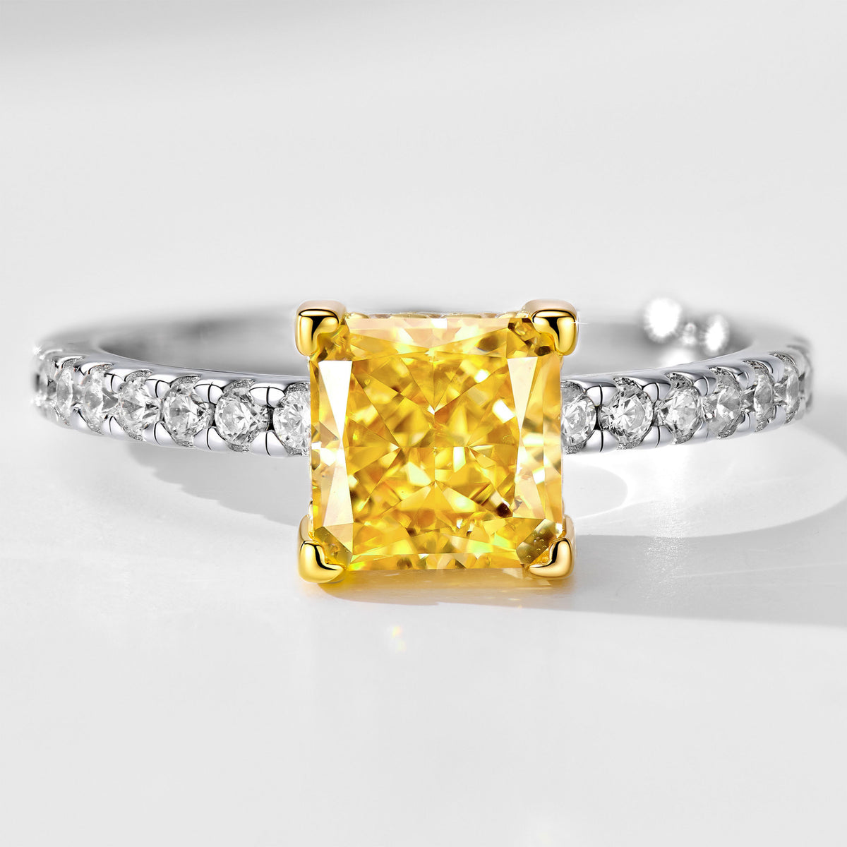 Princess Cut Yellow Gemstone Ring | Silver Ring