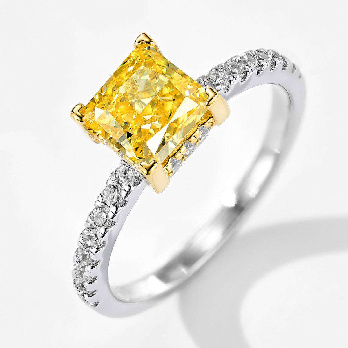 Princess Cut Yellow Gemstone Ring | Silver Ring