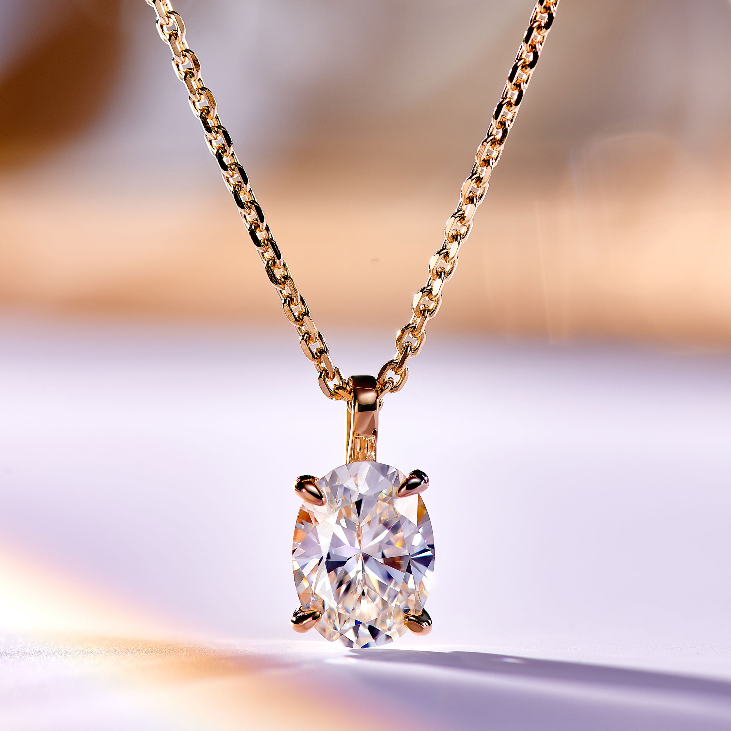 Oval-Cut Zirconia Clavicle Chain  | Silver Necklace