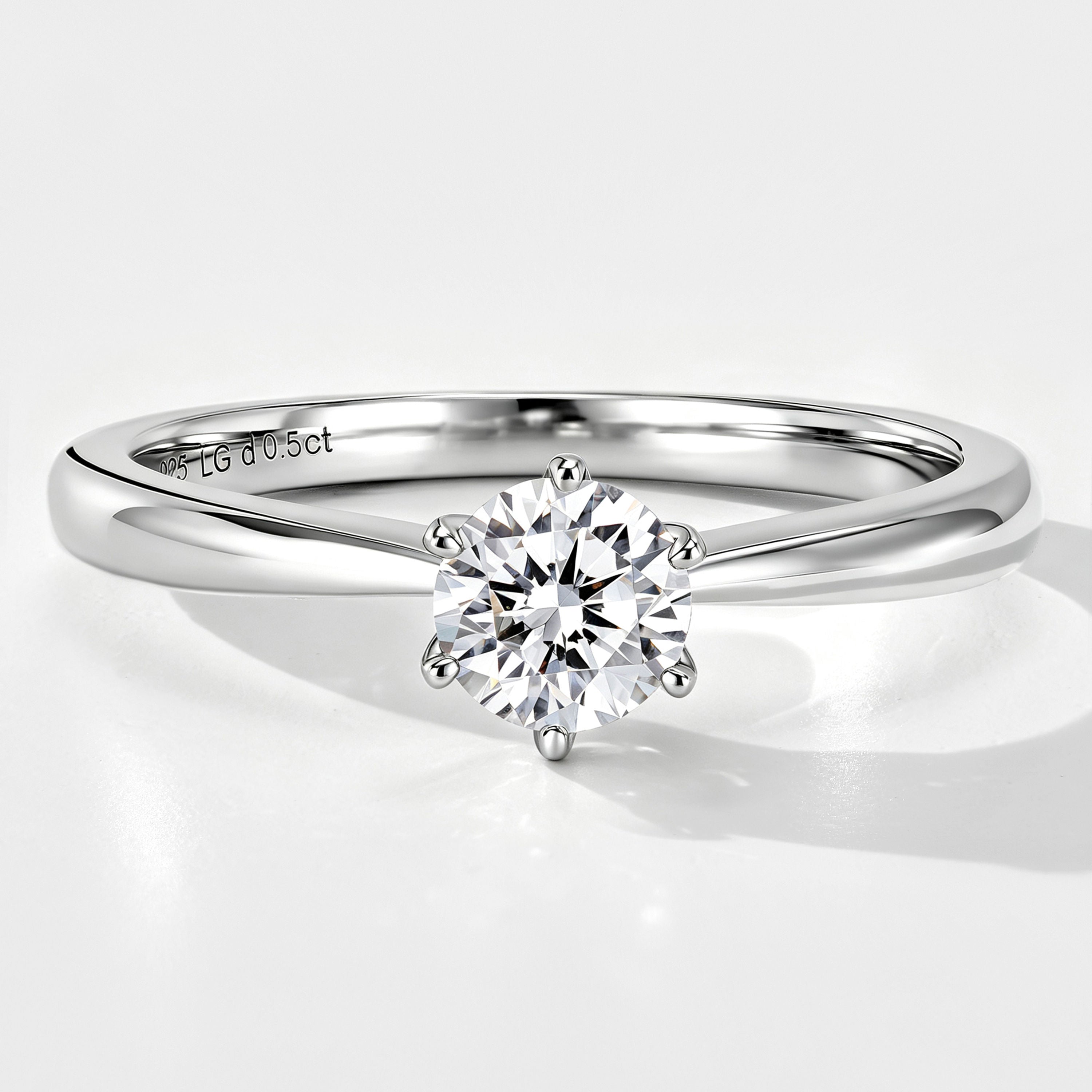 0.5ct Lab Grown Diamond Solitaire Ring | Silver Ring