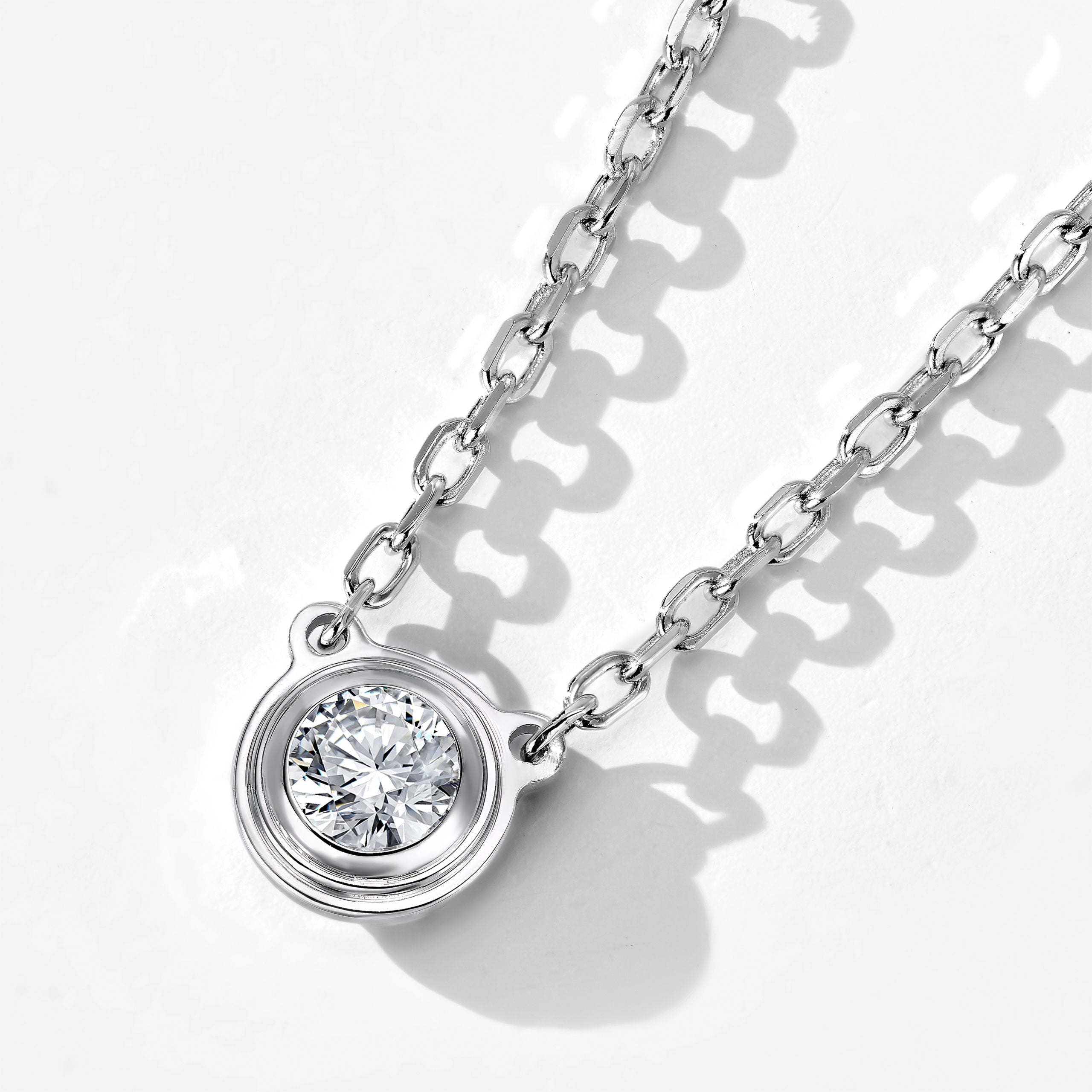 Lab Grown Diamond Mini Solitaire Pendant | Silver Necklace