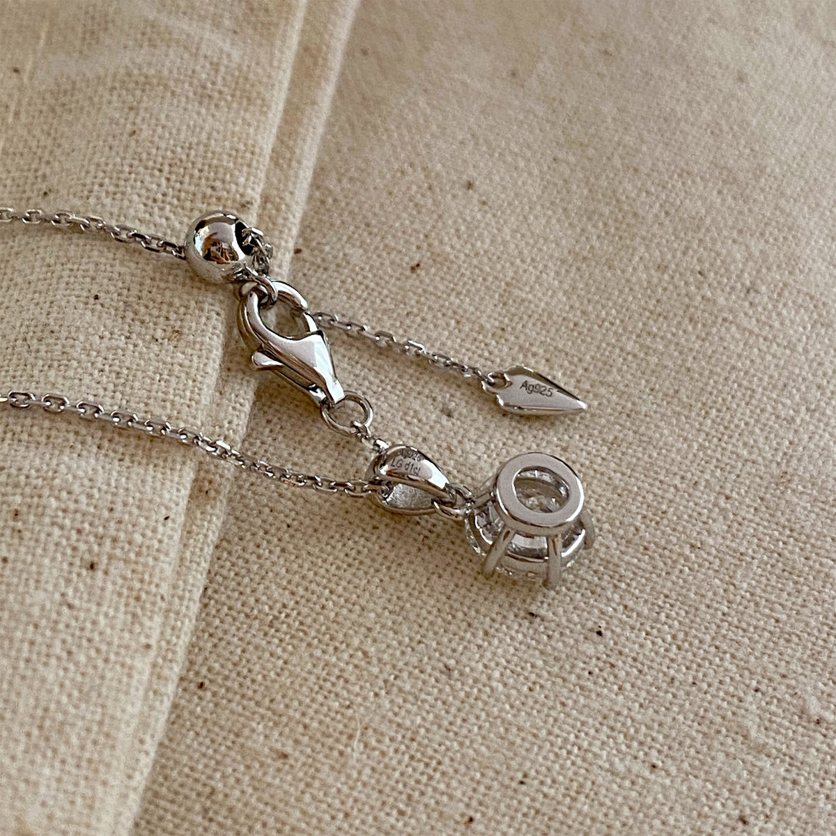 Lab Grown Diamond Solitaire Pendant | Silver Necklace