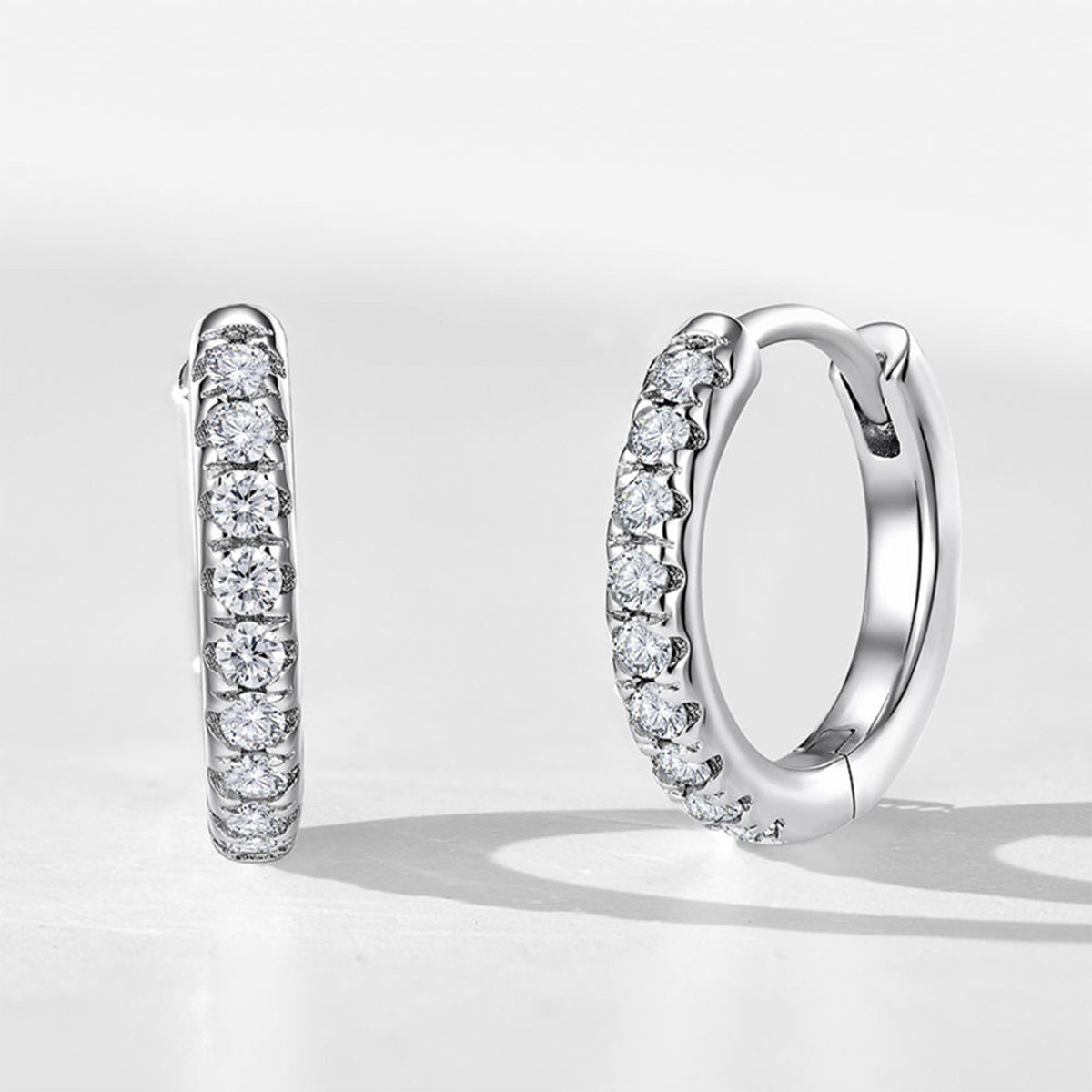 Lab Grown Diamond Pave Hoop Earrings  | Silver Earrings