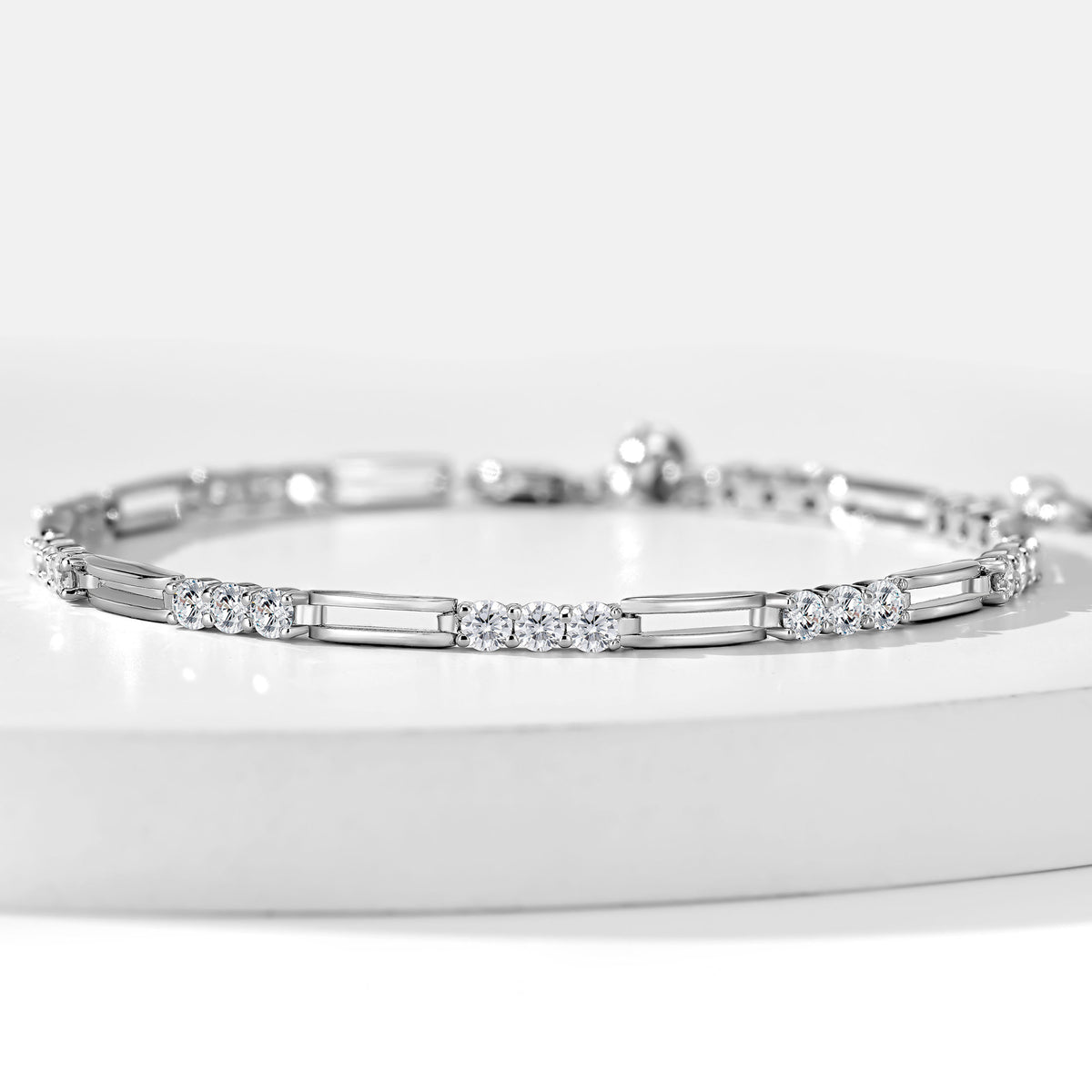 Lab Grown Diamond Three Stone Bar Bracelet  | Silver Bracelet