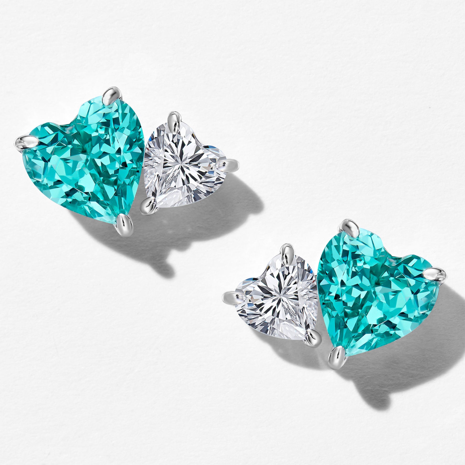 Paraiba Two-Tone Heart  Earrings | Silver Earrings