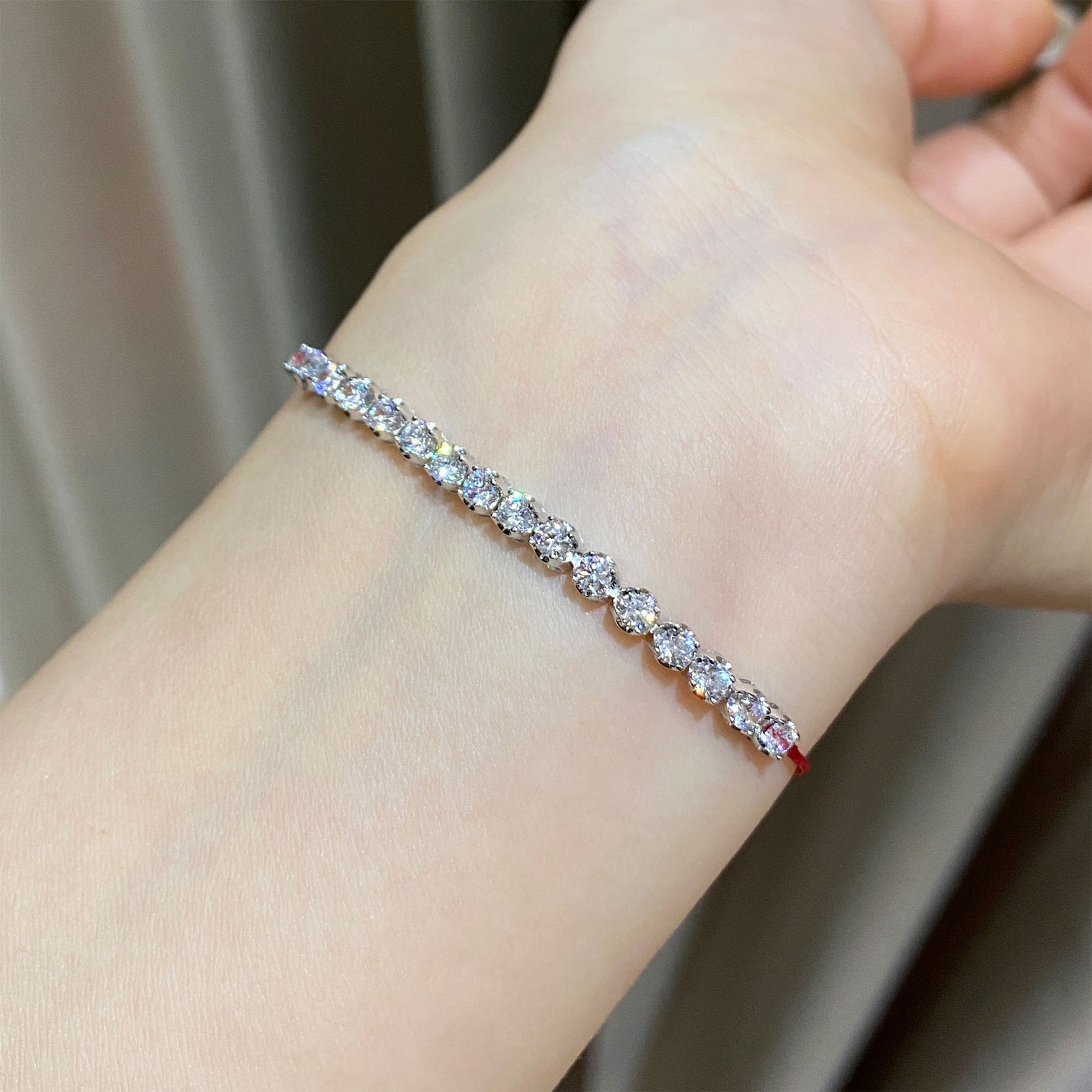 Red String Zirconia Bracelet｜Silver Bracelet