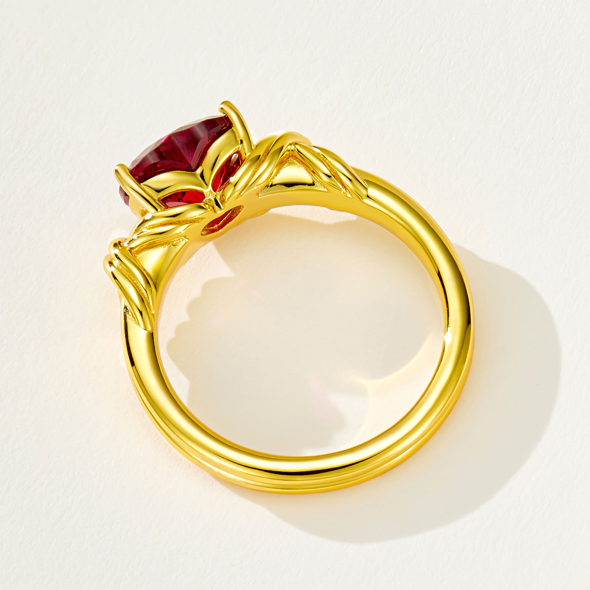 Red Ruby Heart Ring | Silver Ring