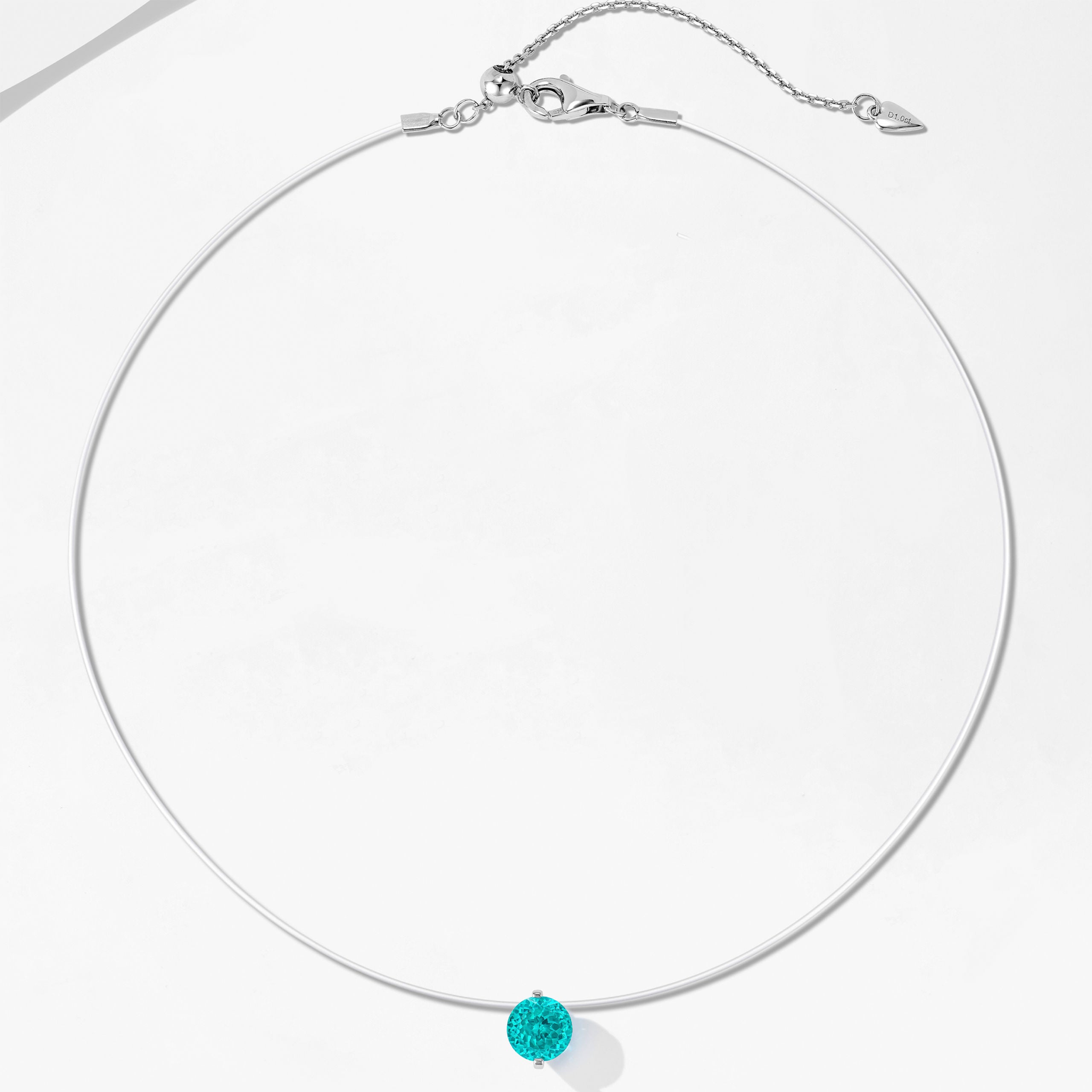 Paraiba Fishing Line Necklace｜Silver Necklace