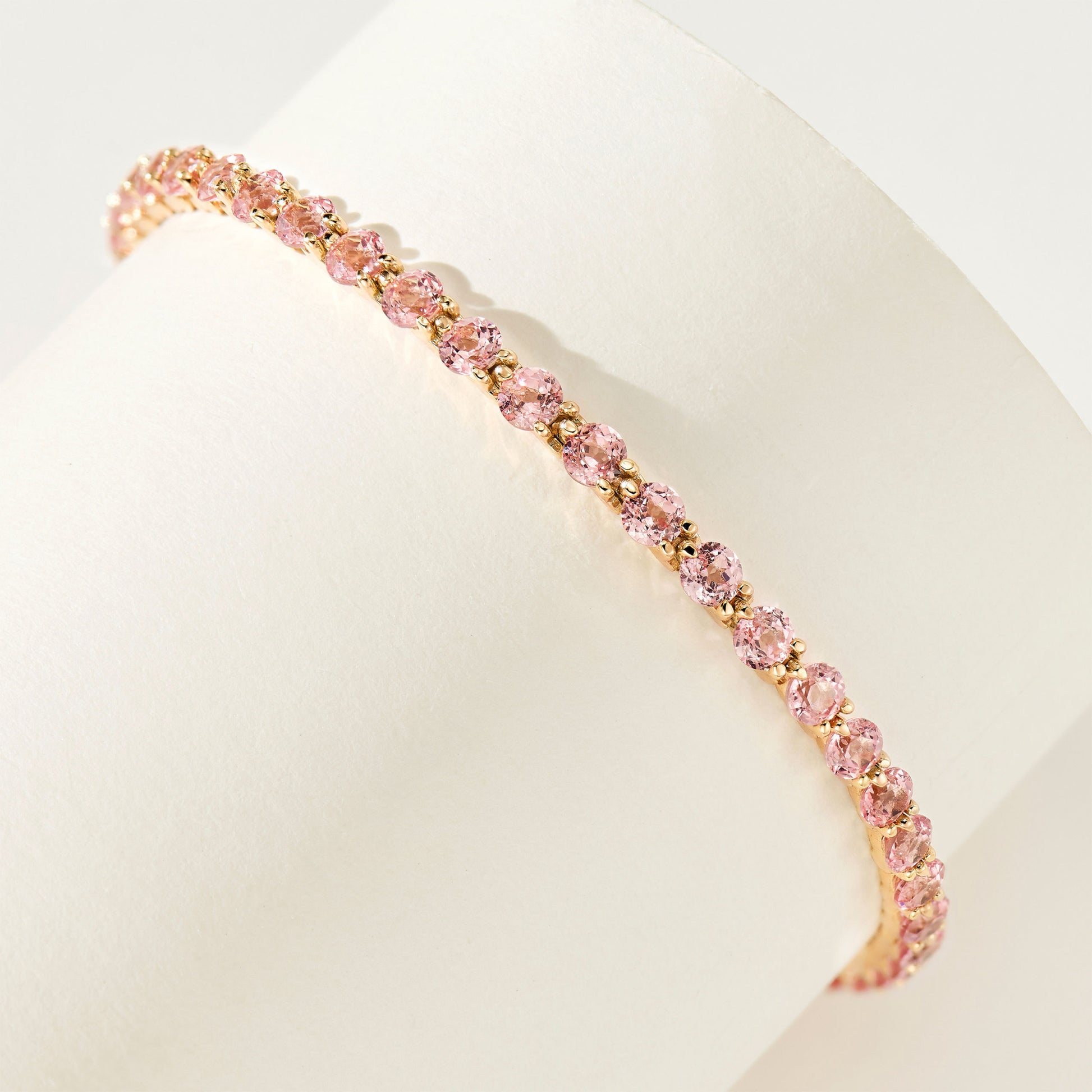 Pink Gemstone Three Stone Bracelet | Silver Bracelet