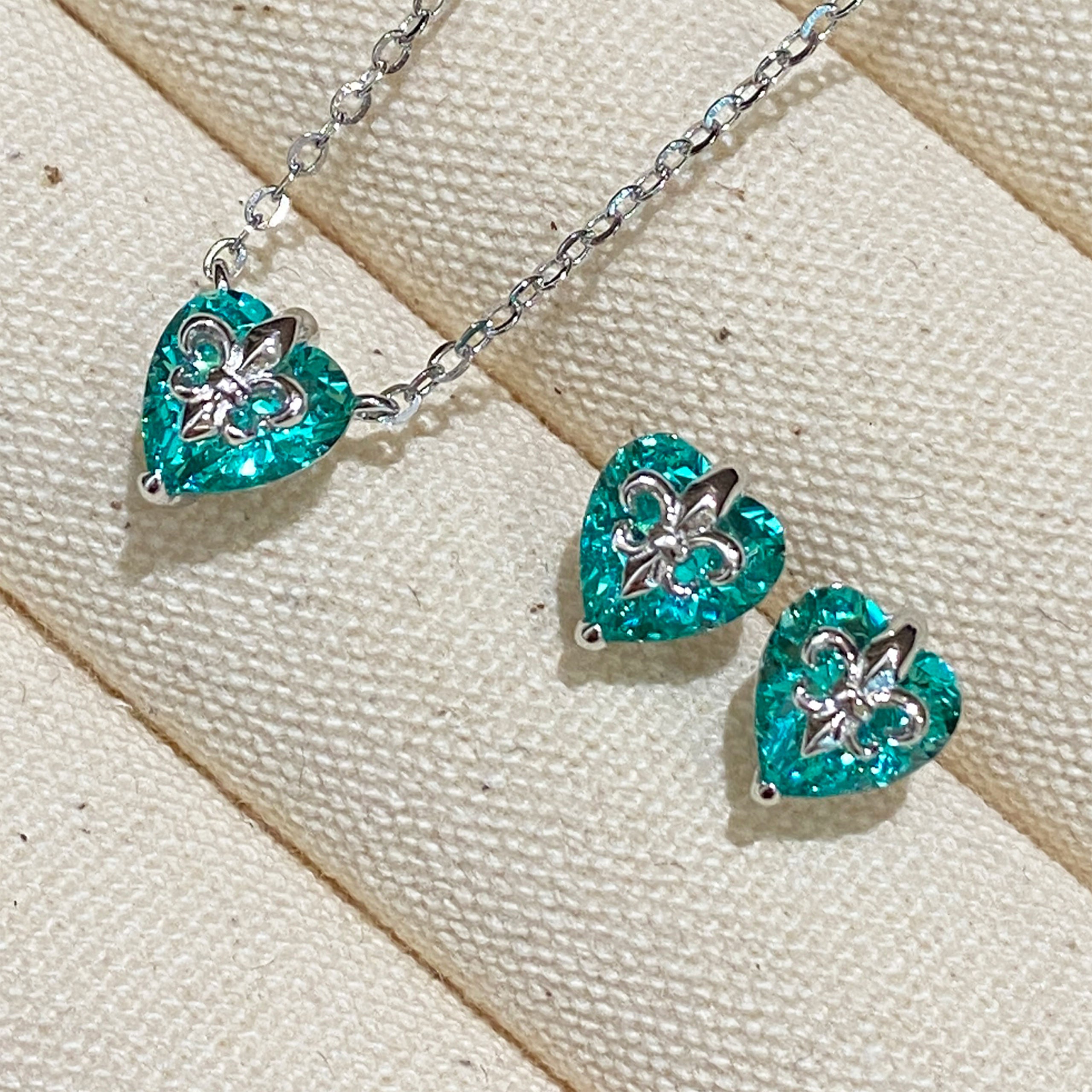 Paraiba Iris Heart Necklace｜Silver Necklace