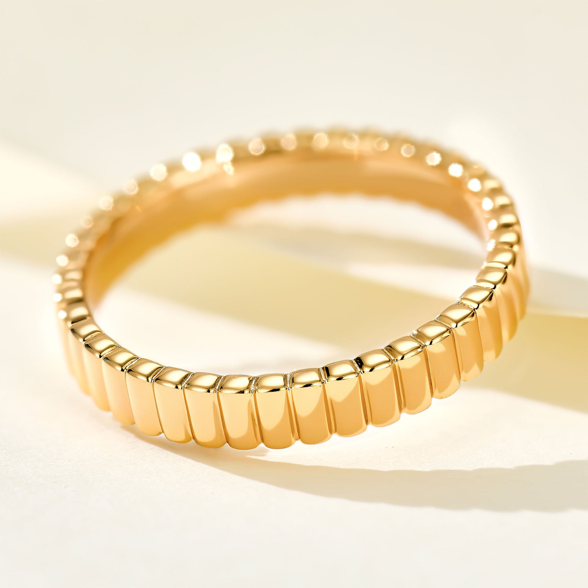 Chunky Satin Striped Ring | Silver Ring