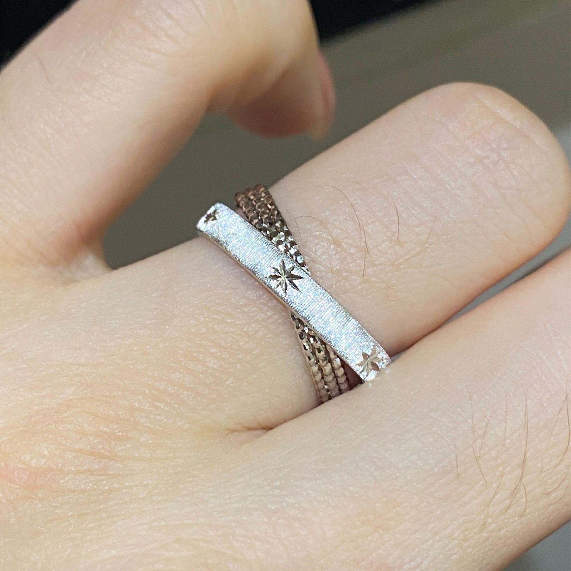 Star Engraved Layered Ring | Silver  Ring