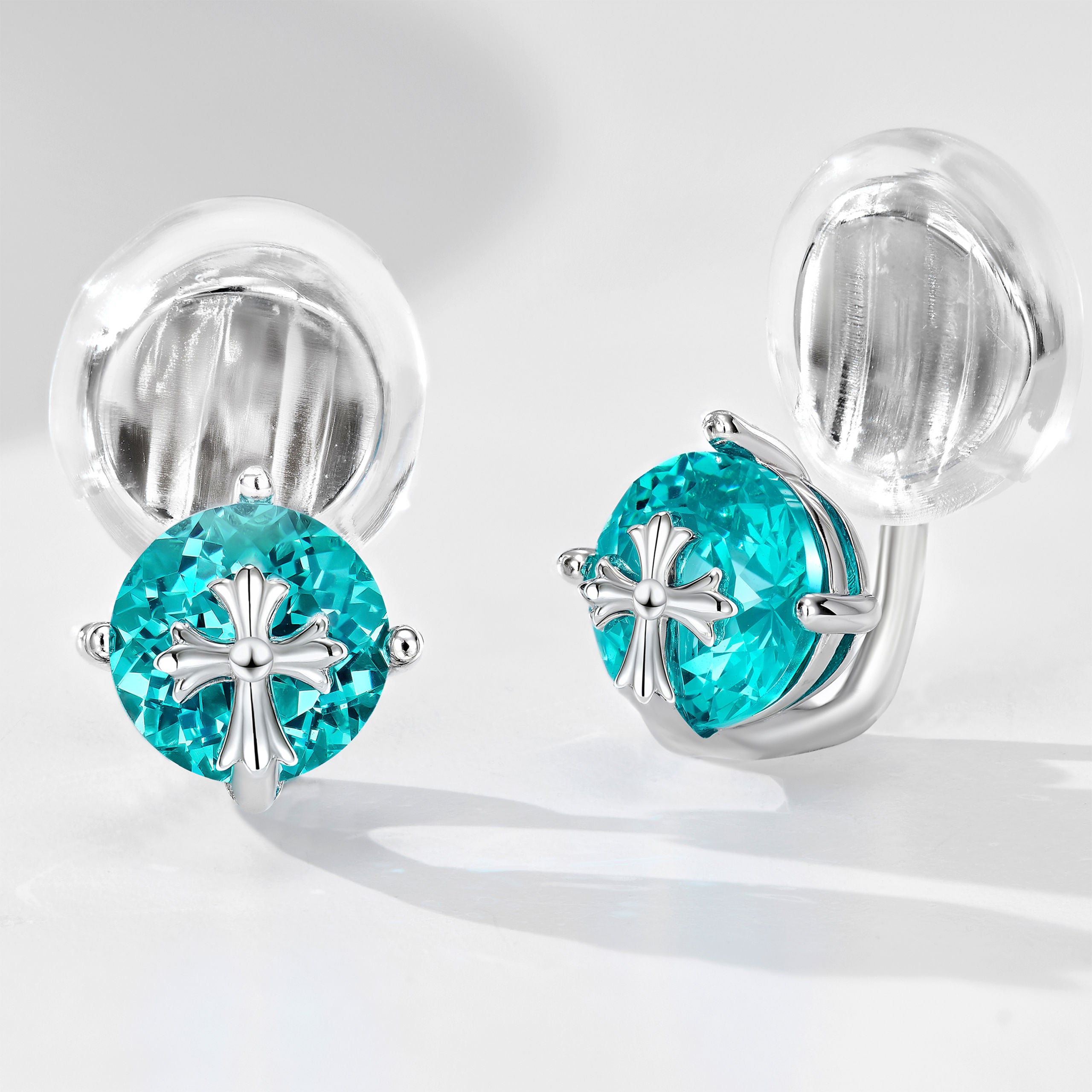 Simple Cross Ear Clips | Silver Earrings
