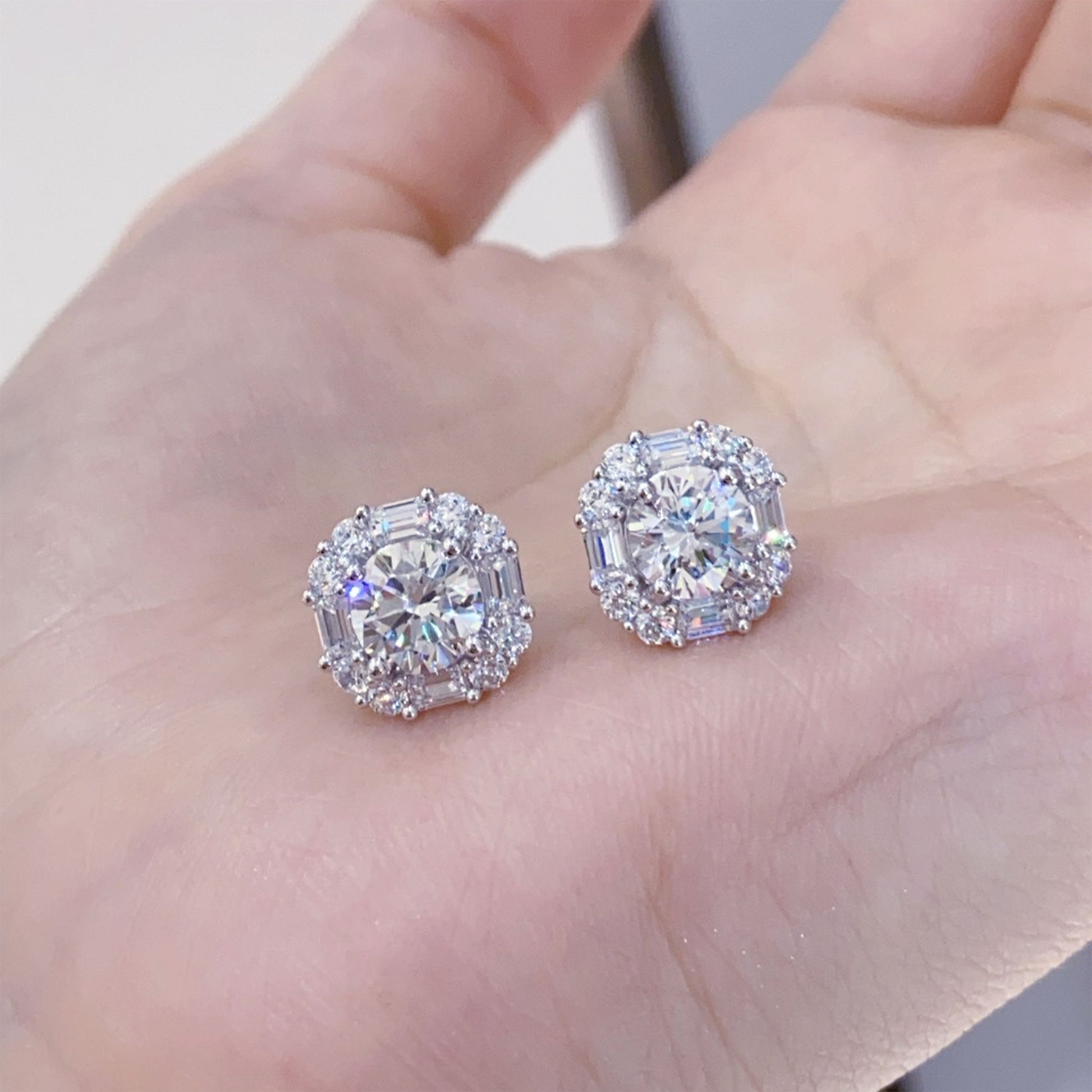 Trendy Brilliant Round Cut  Stud Earrings | Silver Earrings