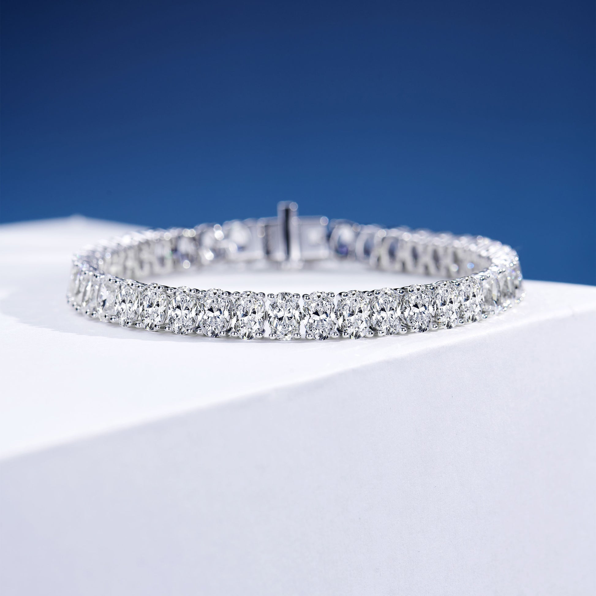 Dazzling Oval-cut Tennis Silver Bracelet