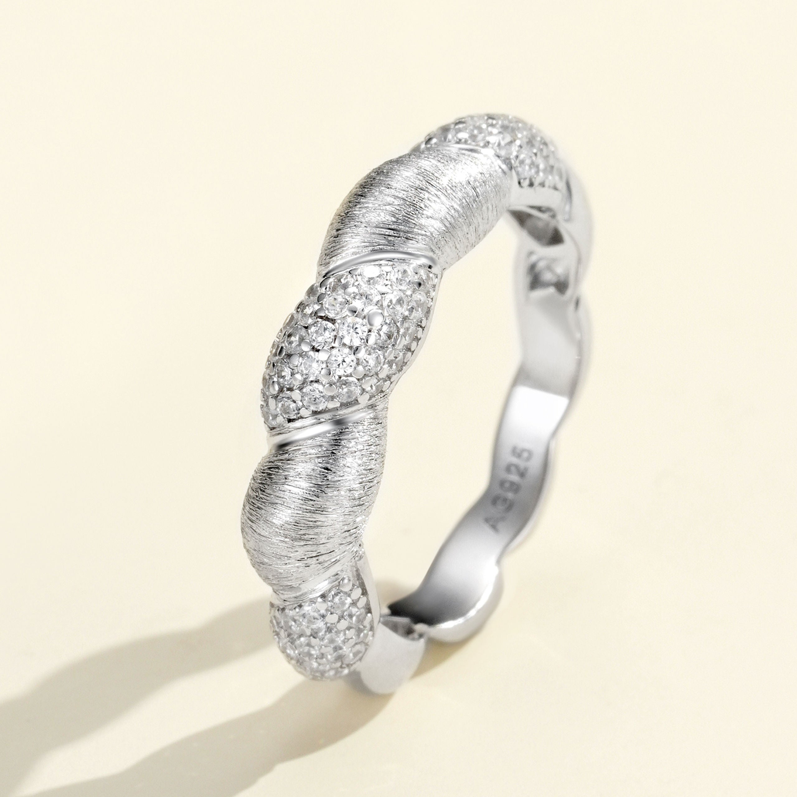 Delicate Brushed Twisted Ring| Silver Ring