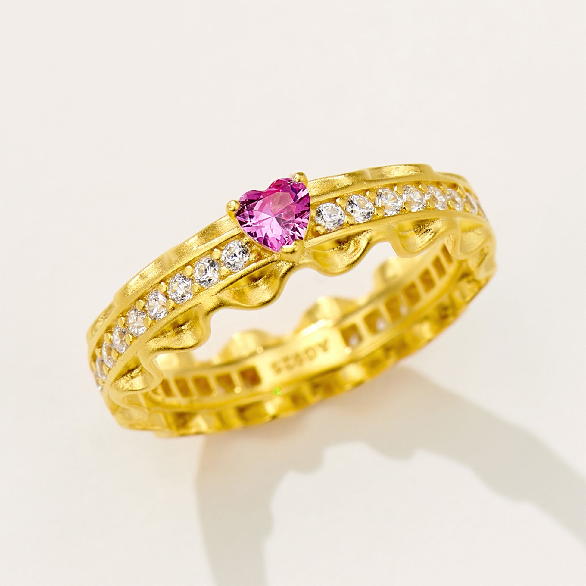 Sweetheart  Pink Heart Zircon Ring | Silver Ring