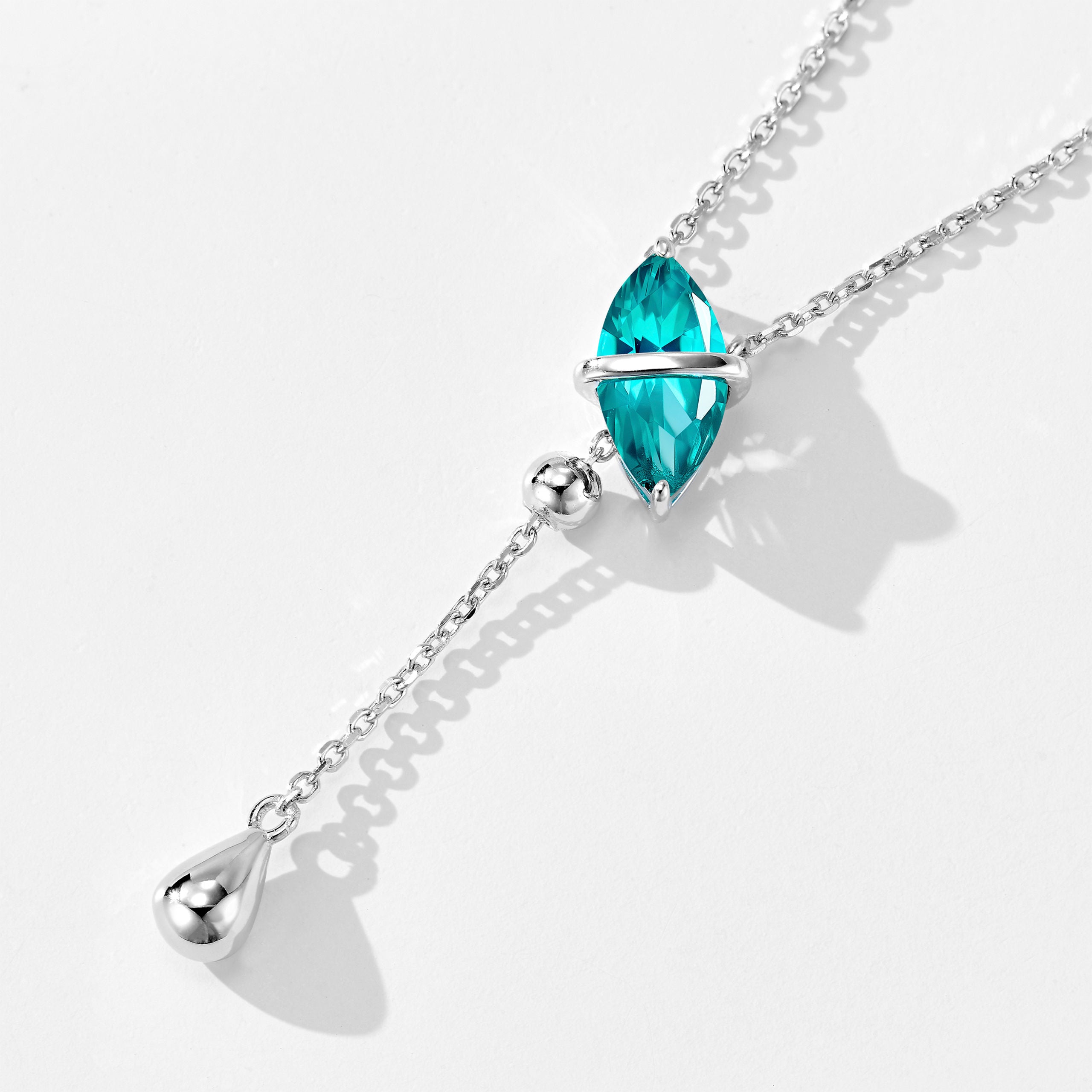 Marquise Y-Shaped Tassel Necklace｜Silver Necklace