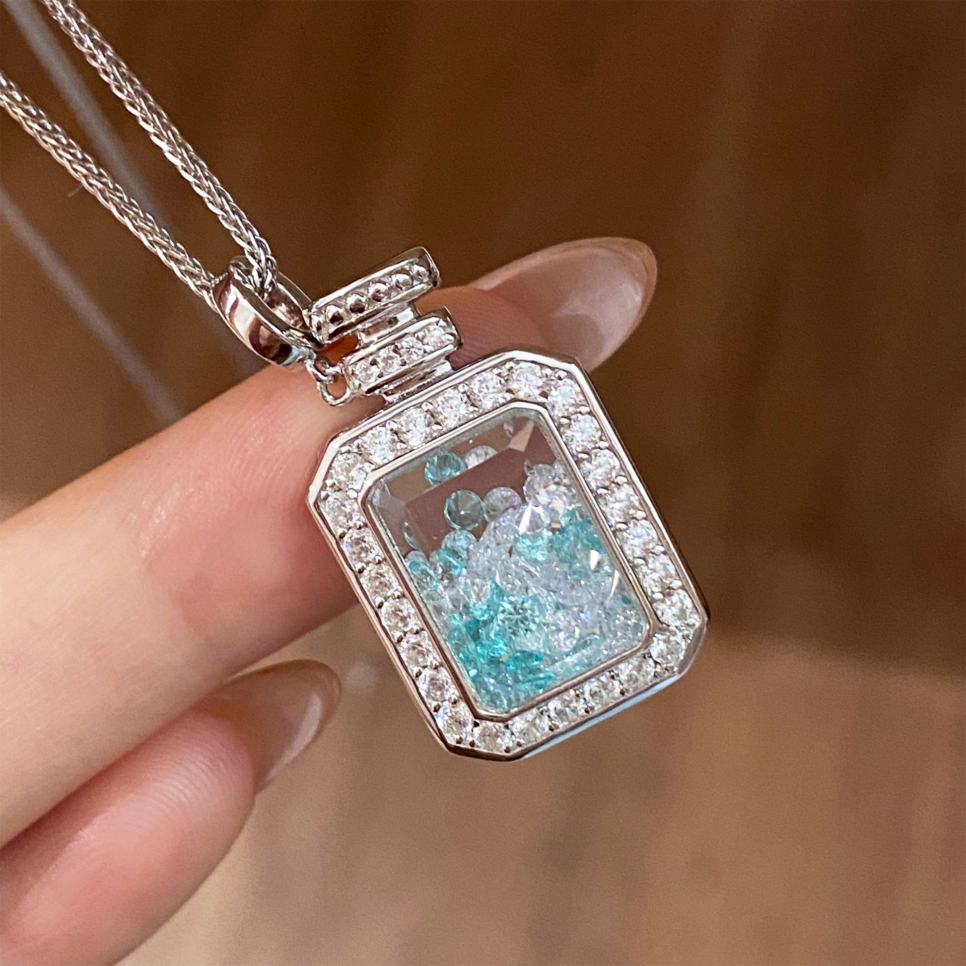 Halo Quicksand Wish Bottle Pendant｜Silver Necklace